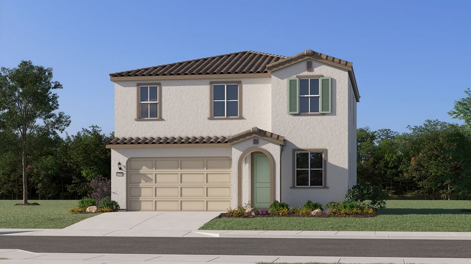 Elevation A - Spanish home exterior