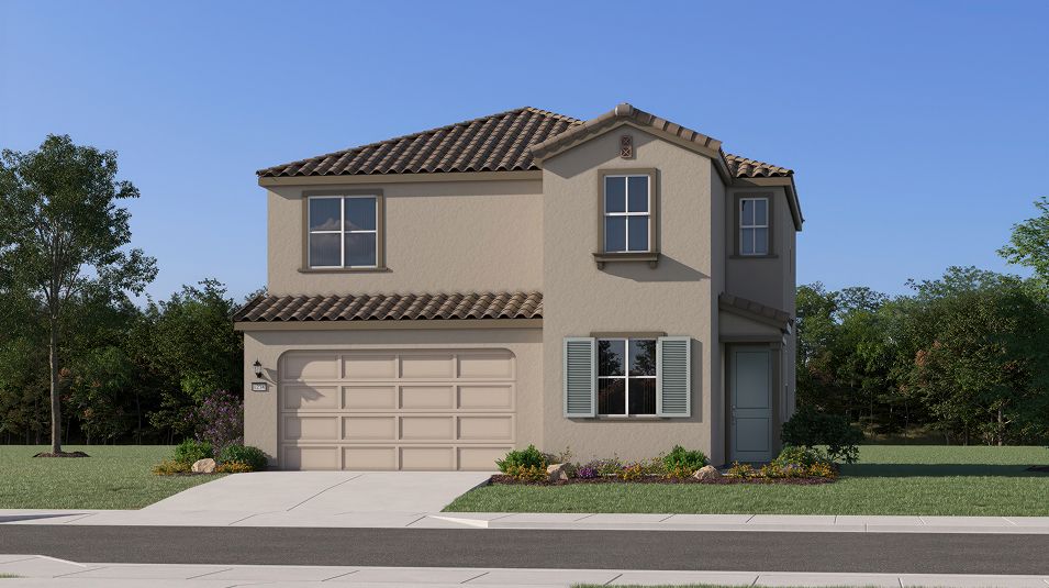 Elevation A - Spanish home exterior