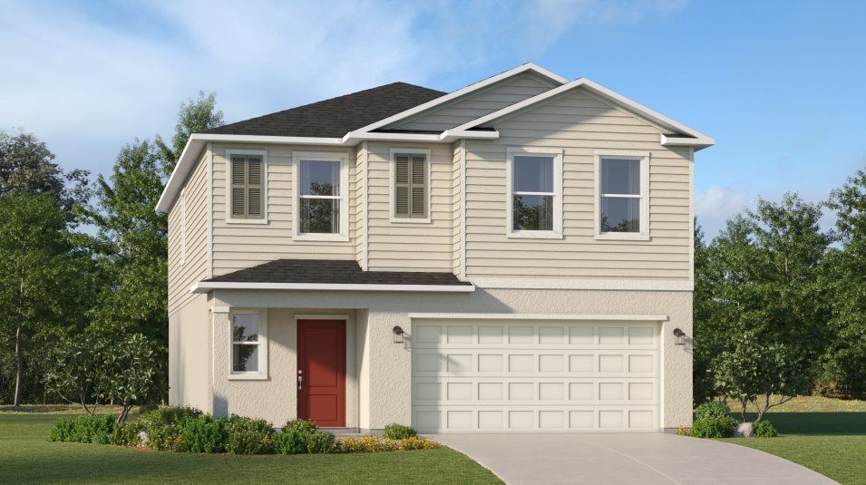 Elevation A - Exterior with extured stucco, horizontal lap sidin