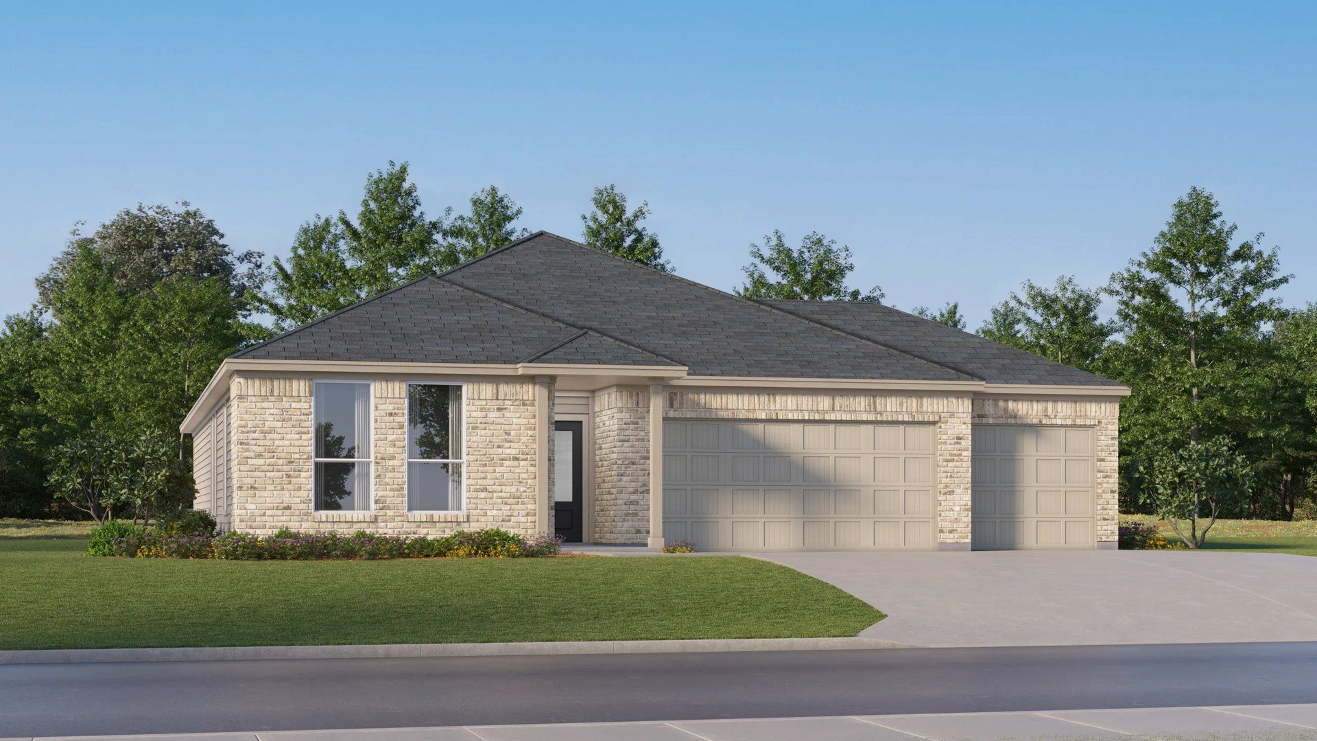 Elevation C1 - Exterior C with landscaping