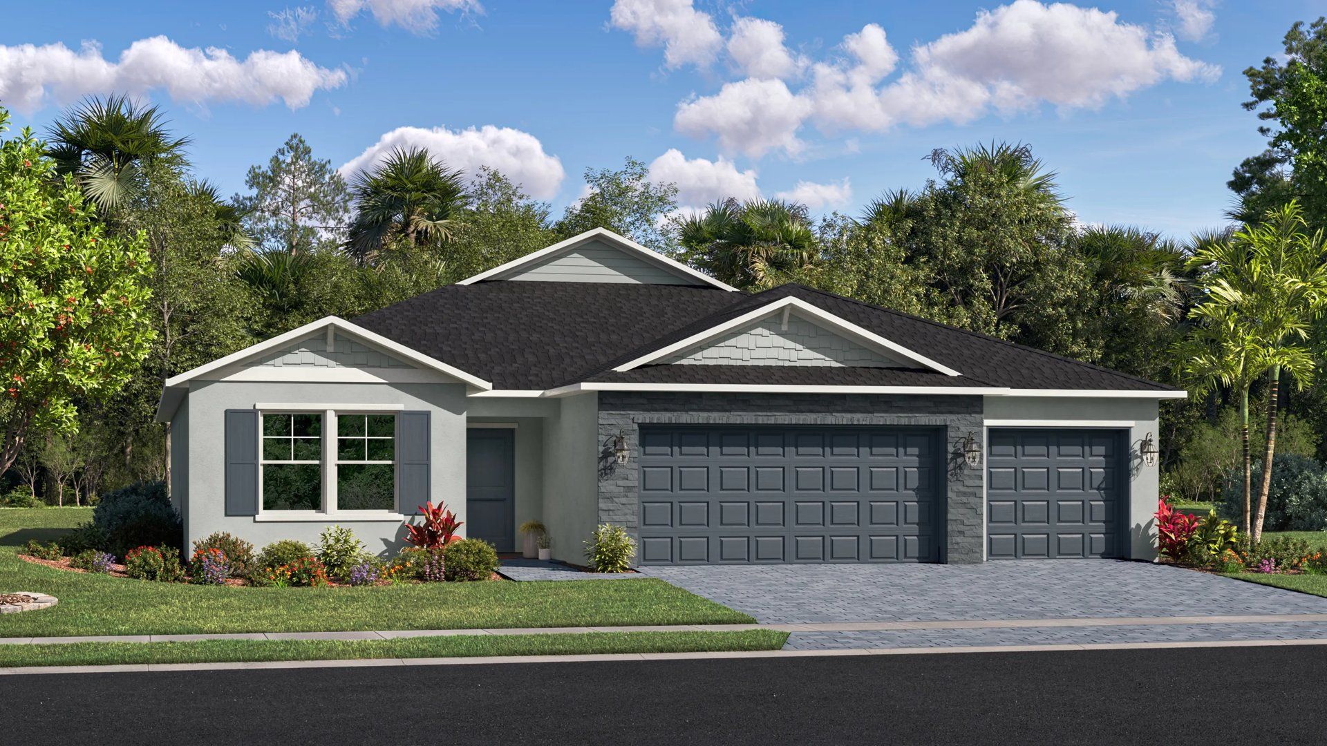 Elevation E - Exterior E with landscaping