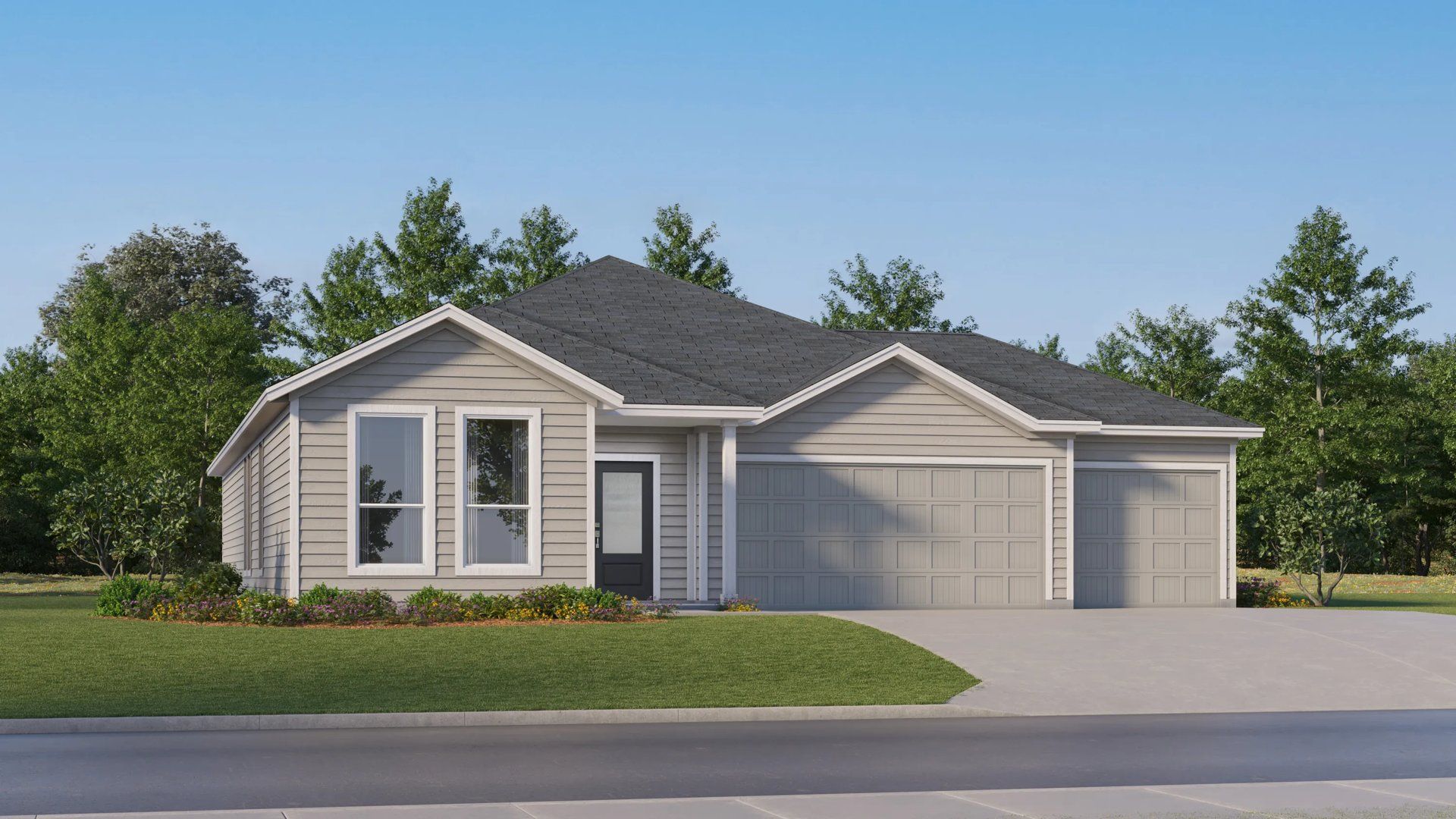 Elevation B - Exterior B with landscaping