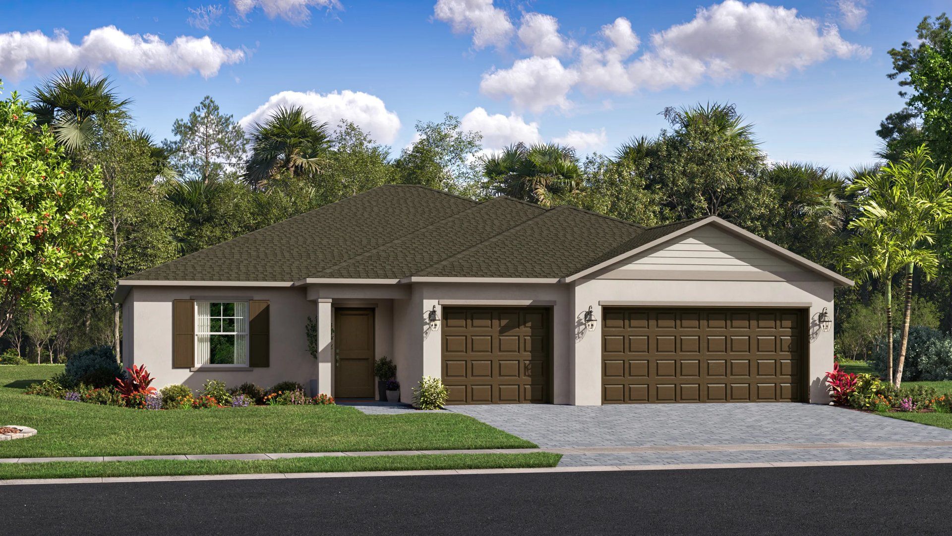 Elevation B - Exterior B with landscaping