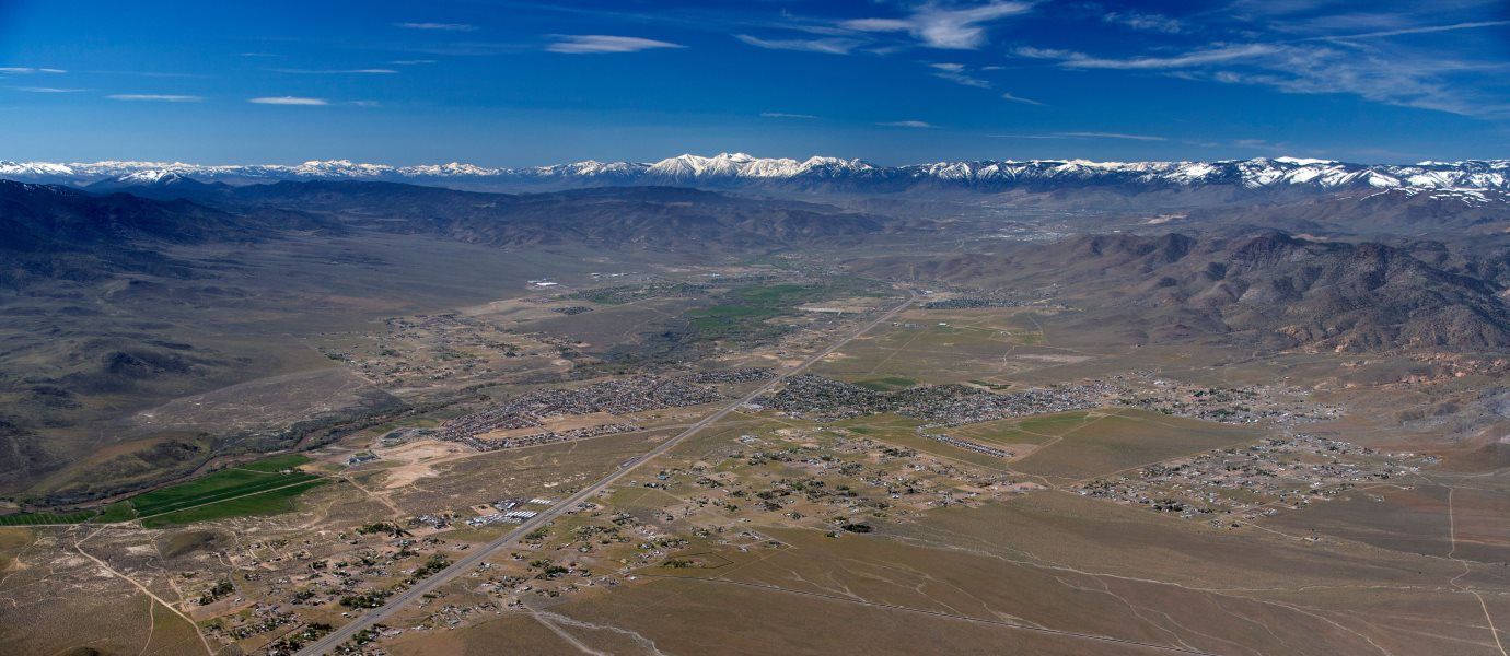 Aerial view with mountain