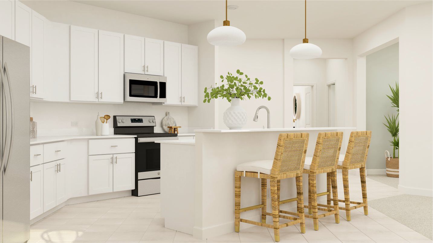 A free-flowing design in the kitchen allows reside