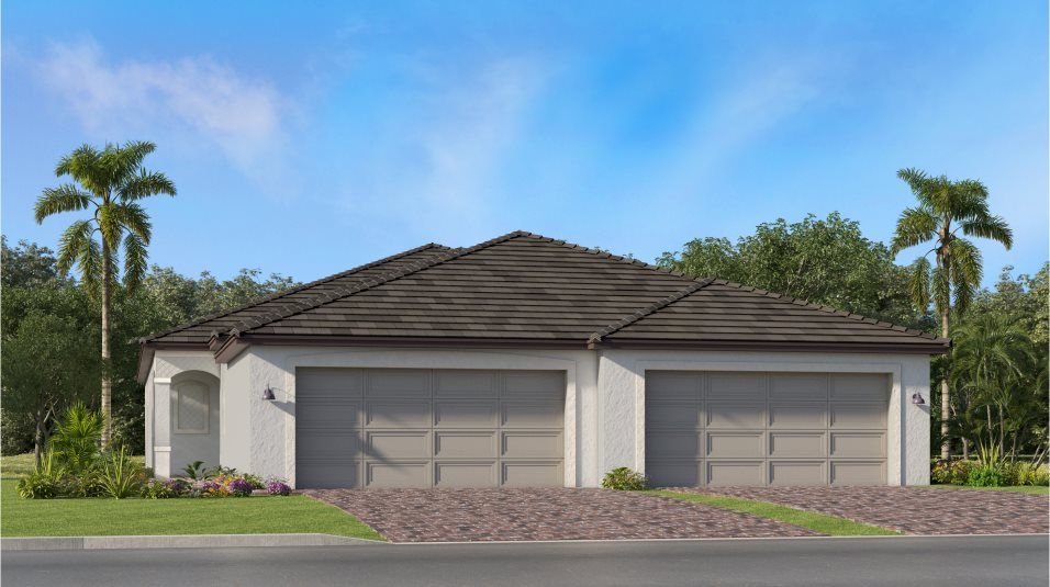 Elevation G - Exterior with a hipped roofline and textured stucc