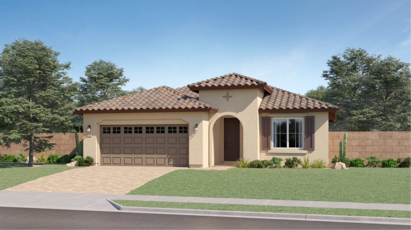 Elevation A - Spanish home exterior