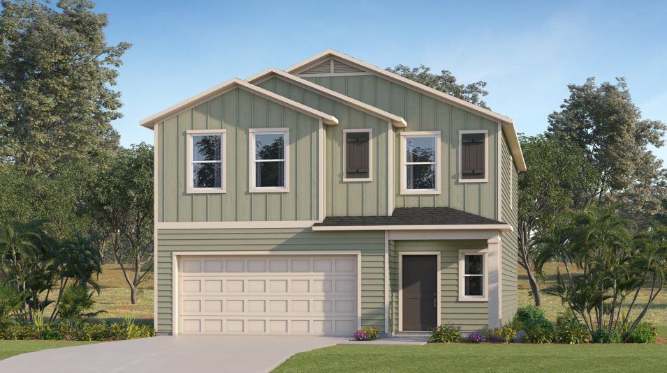 Elevation F - A farmhouse-inspired exterior