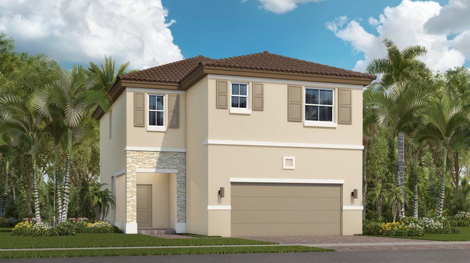 Elevation A - Exterior with Stucco siding, a hipped roofline and
