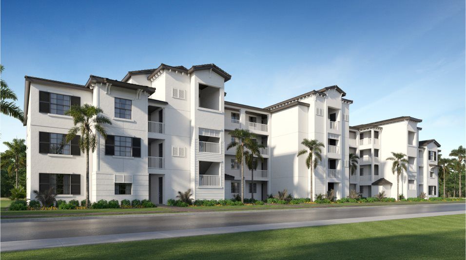Elevation A - A contemporary-inspired condominium exterior