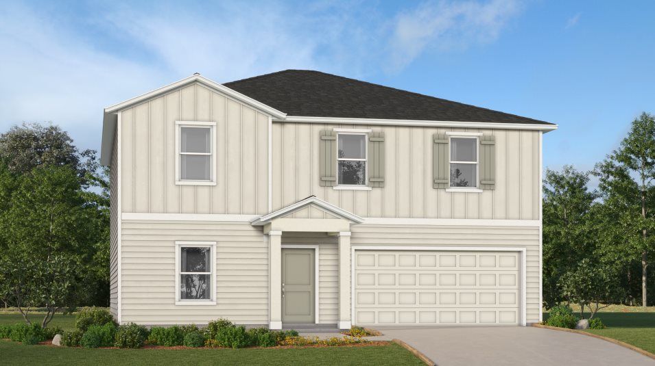 Elevation F - A farmhouse-inspired exterior