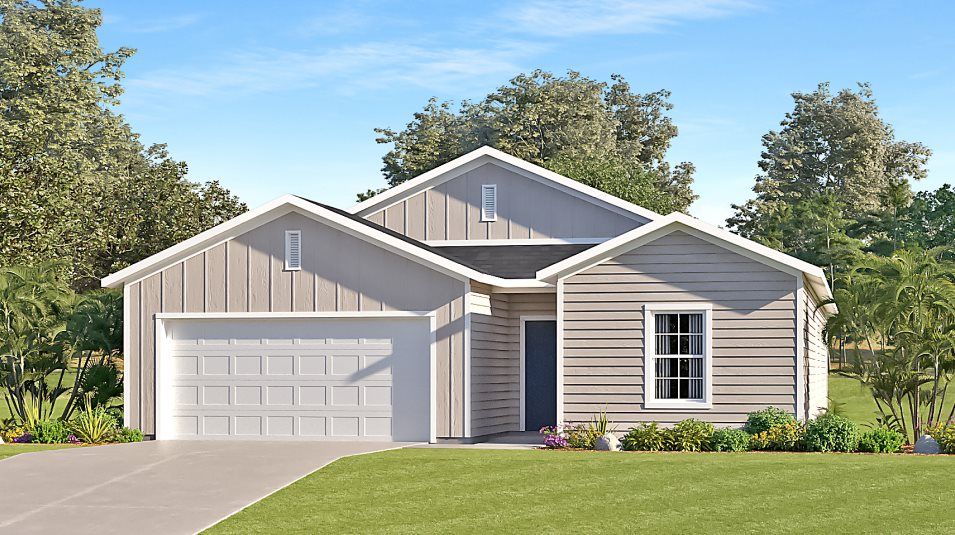 Elevation HB - A farmhouse-inspired ranch exterior
