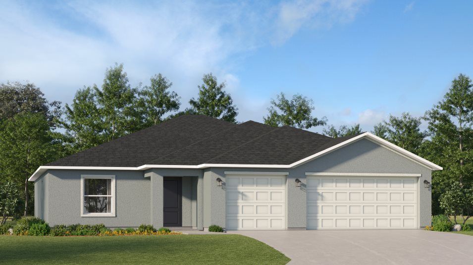 Elevation A - Exterior with textured stucco, a covered entry way