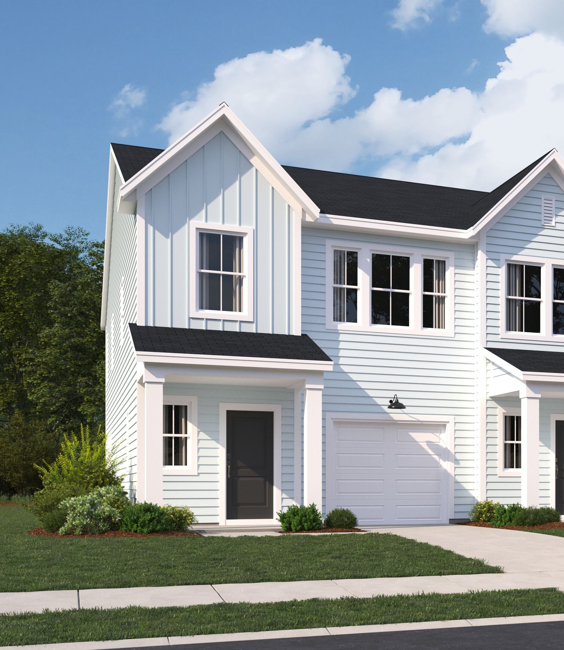 Exterior:Limehouse Farms Finn 3 Unit TH Gen3 elev DAY CORNER (1)