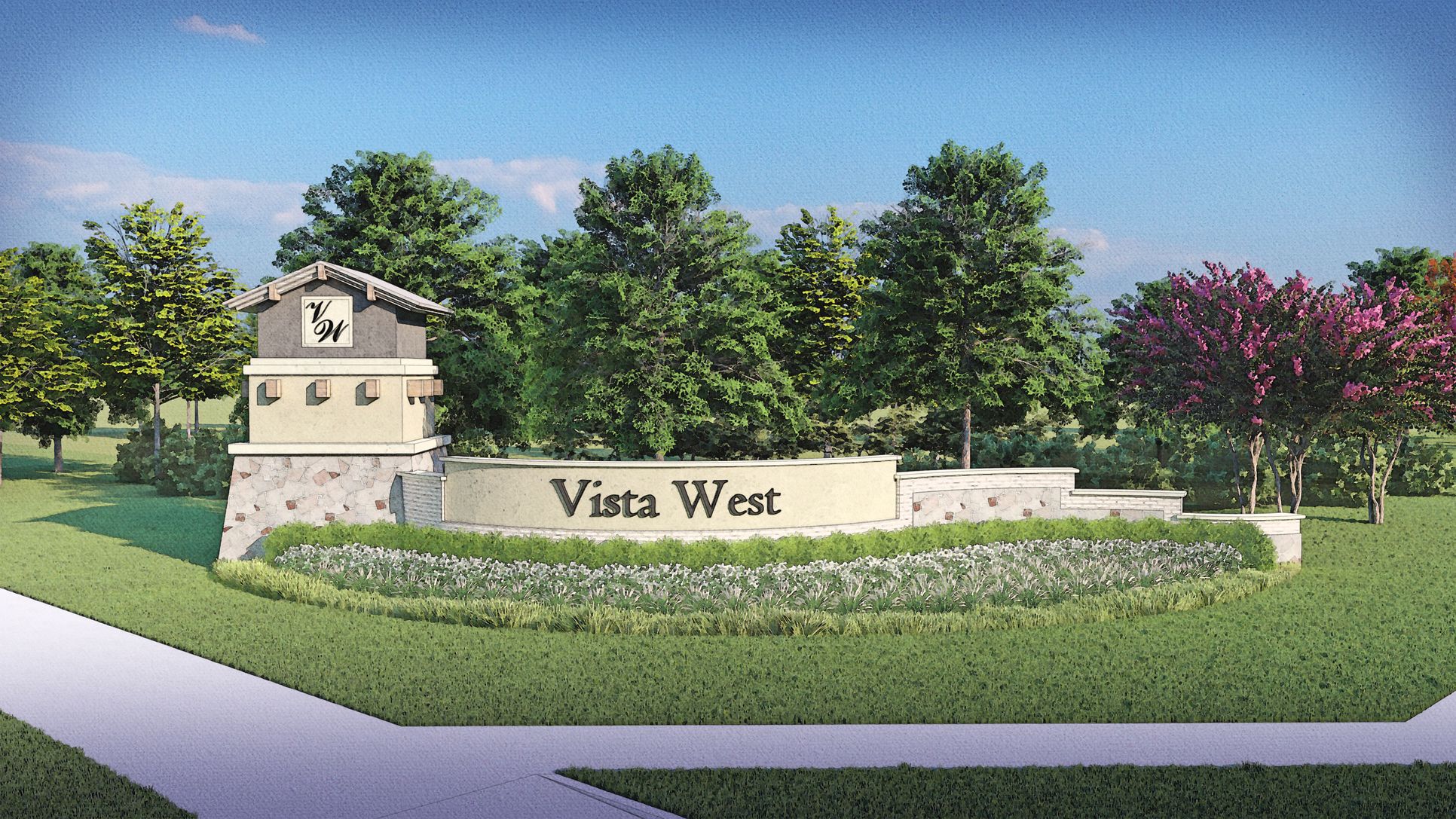 Vista West by LGI Homes:Entry monument at the front of the amenity-rich community