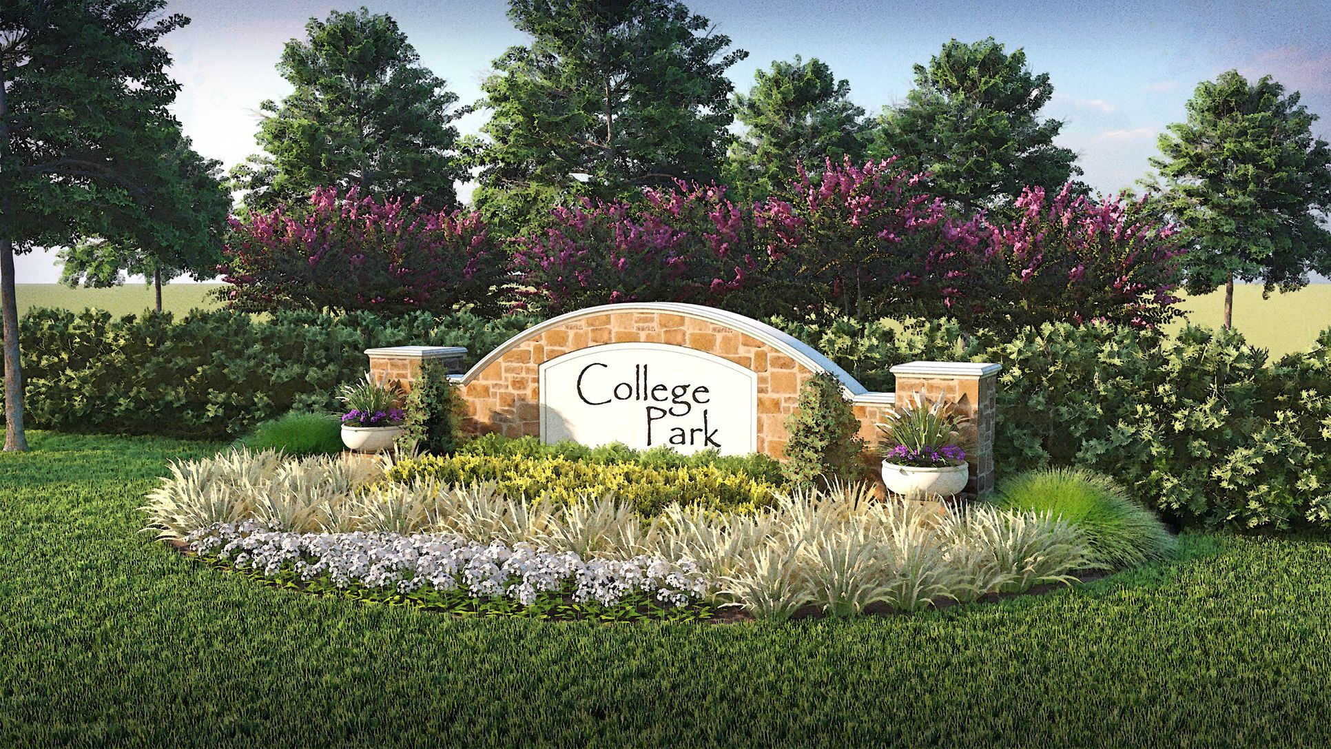 College Park by LGI Homes:Rendering of the monument at College Park