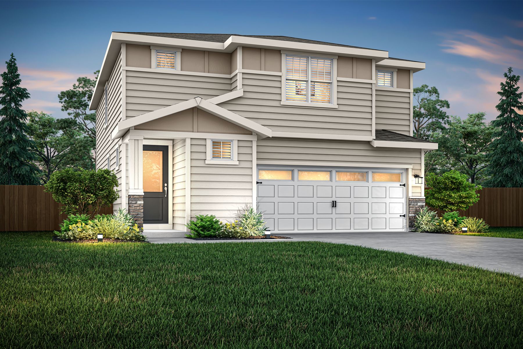 Rendering of the Hawthorn B at dusk.