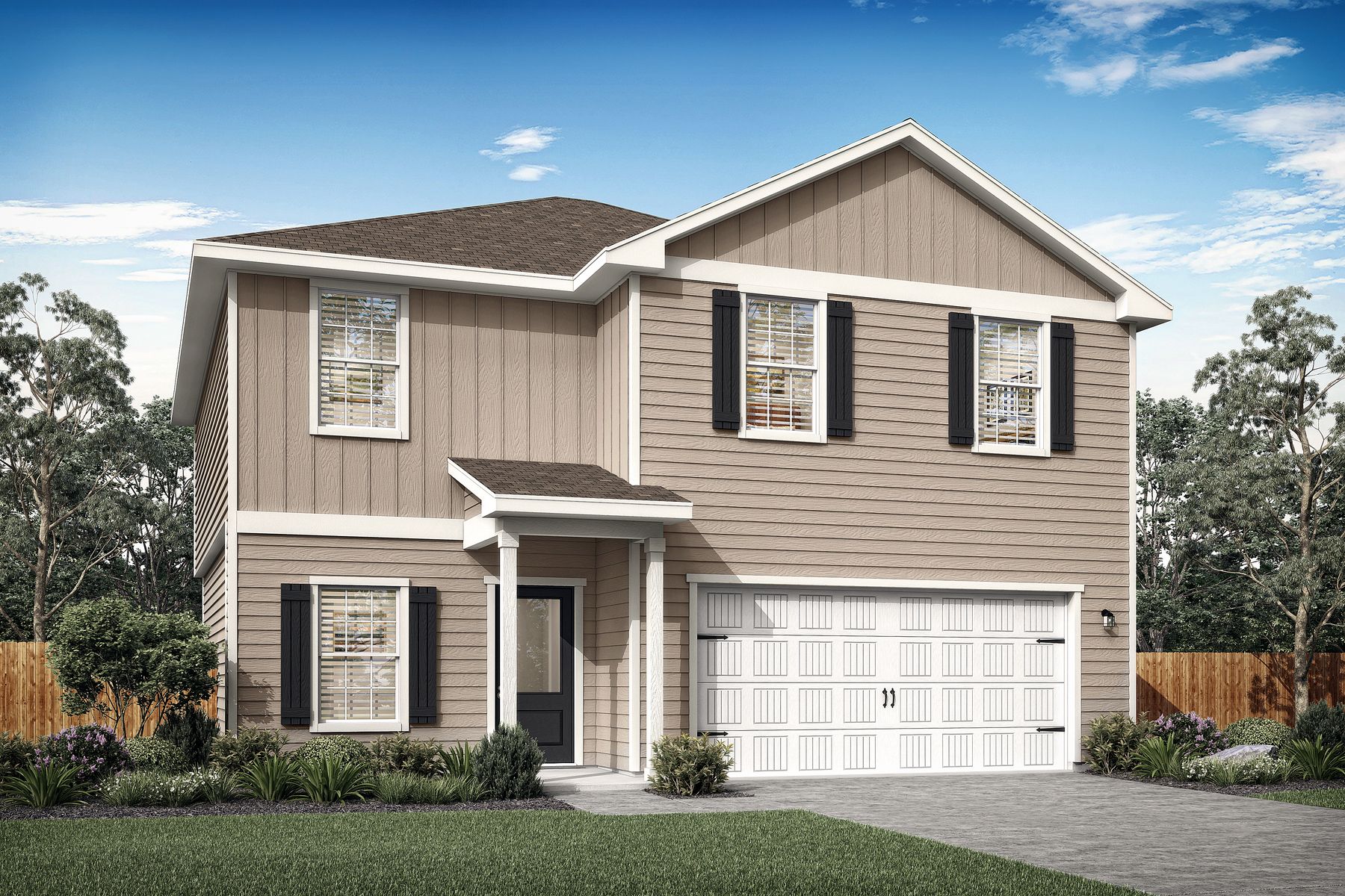 Rendering of the Rio with a covered front porch.