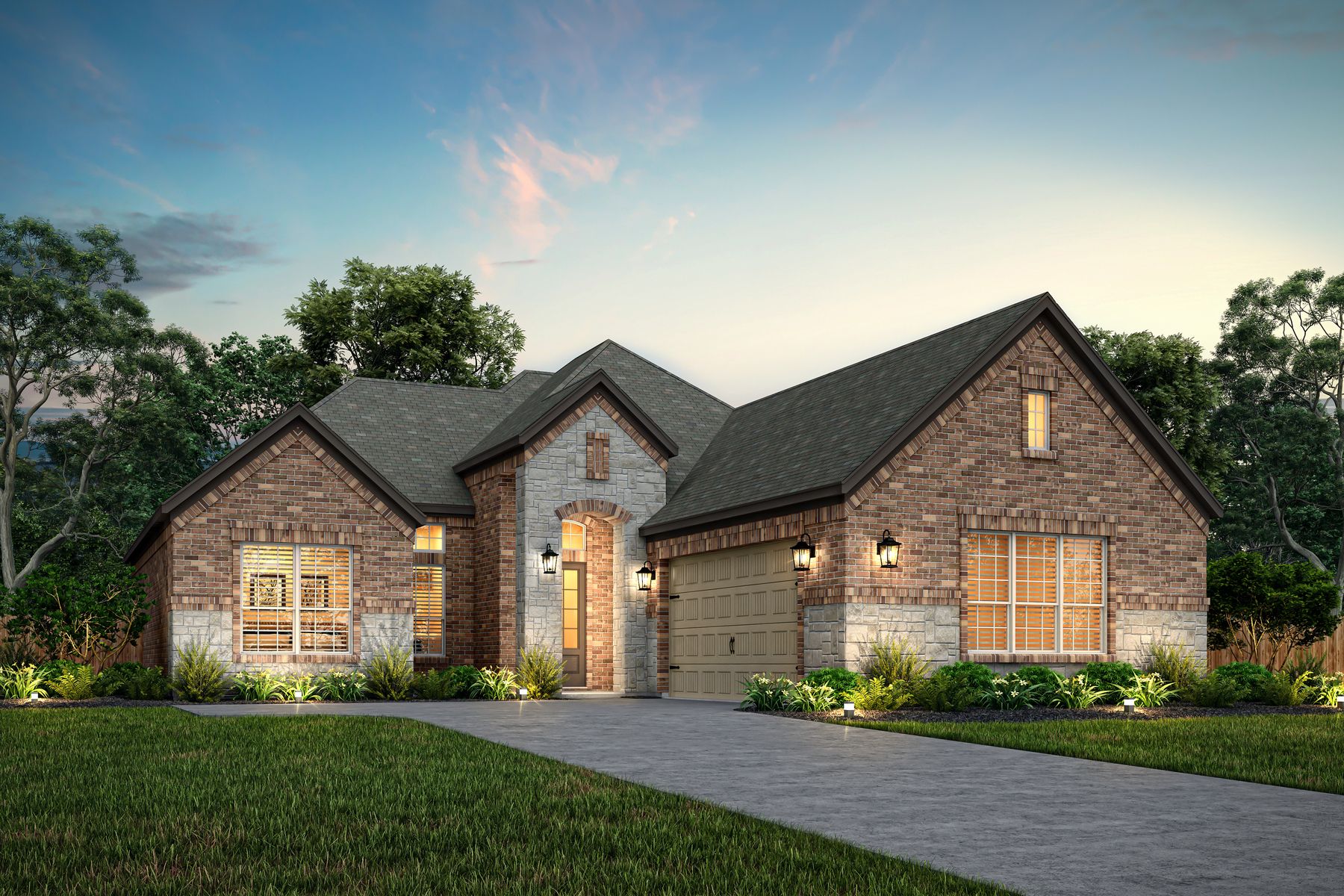 Dusk rendering of the Belzer.:Terrata Homes at Potranco West