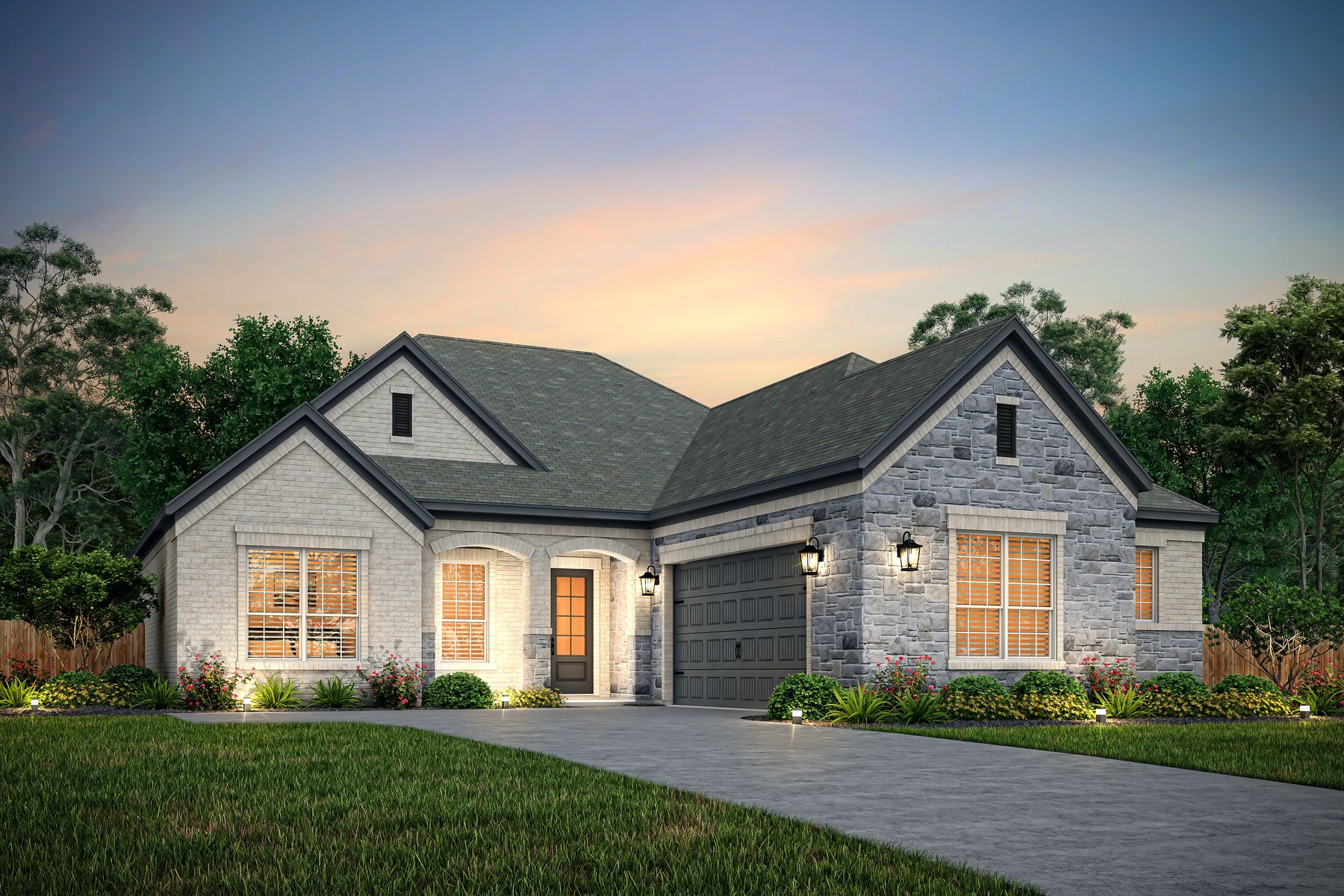 Dusk rendering of the Chester.:Terrata Homes at Potranco West