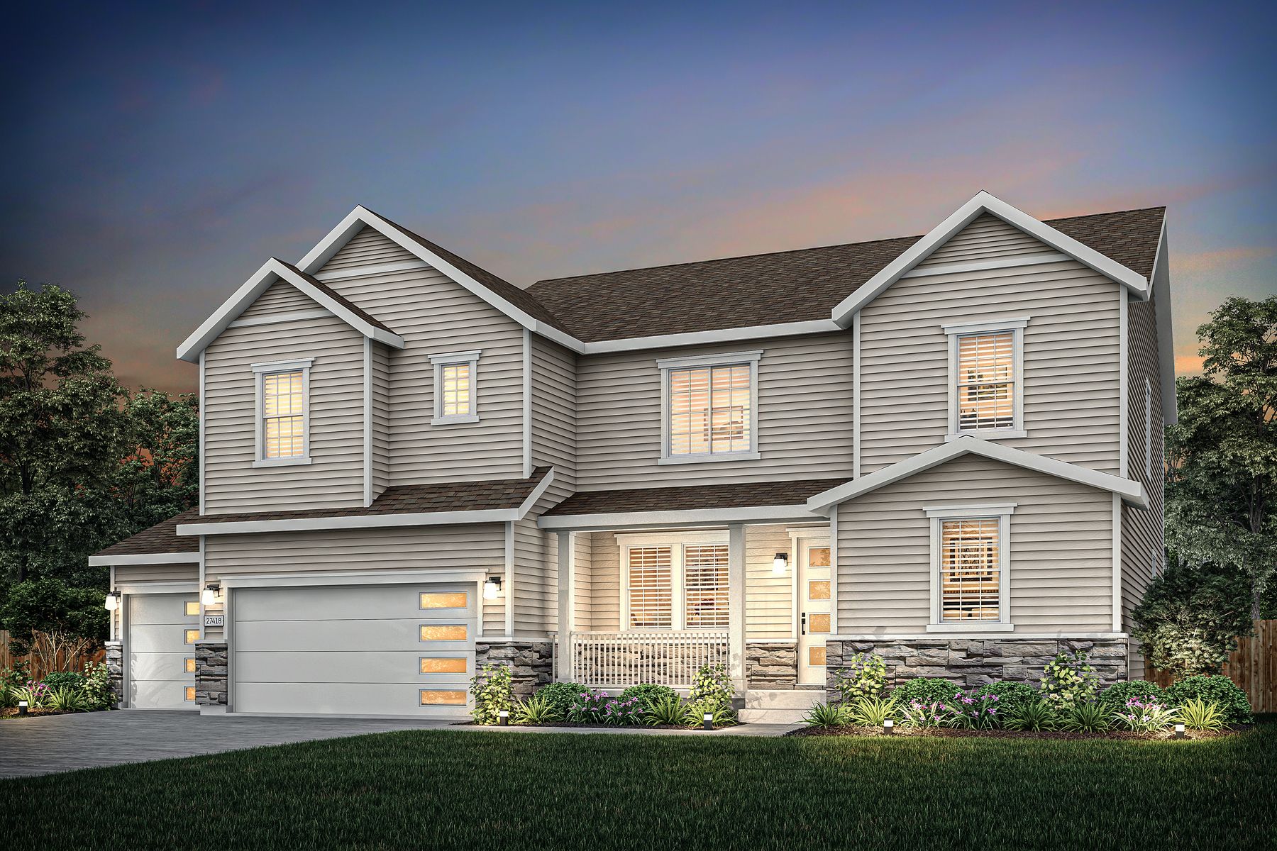 The Monte Vista by LGI Homes:Rendering of the beautiful, two-story Monte Vista floor plan.