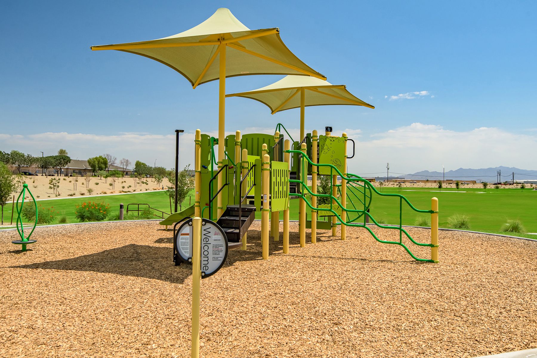 Children will love playing at the community playground.