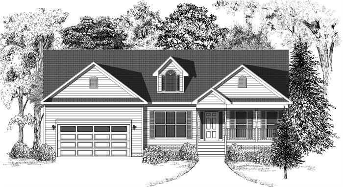 Country Elevation-Baylor-Built On Your Land:Shown with Porch