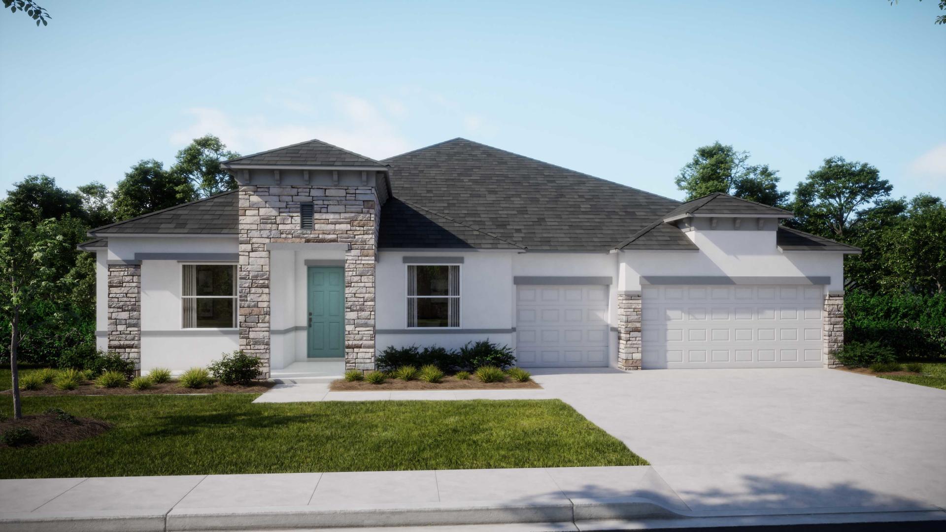 Exterior:Elevation: B Opt Stone