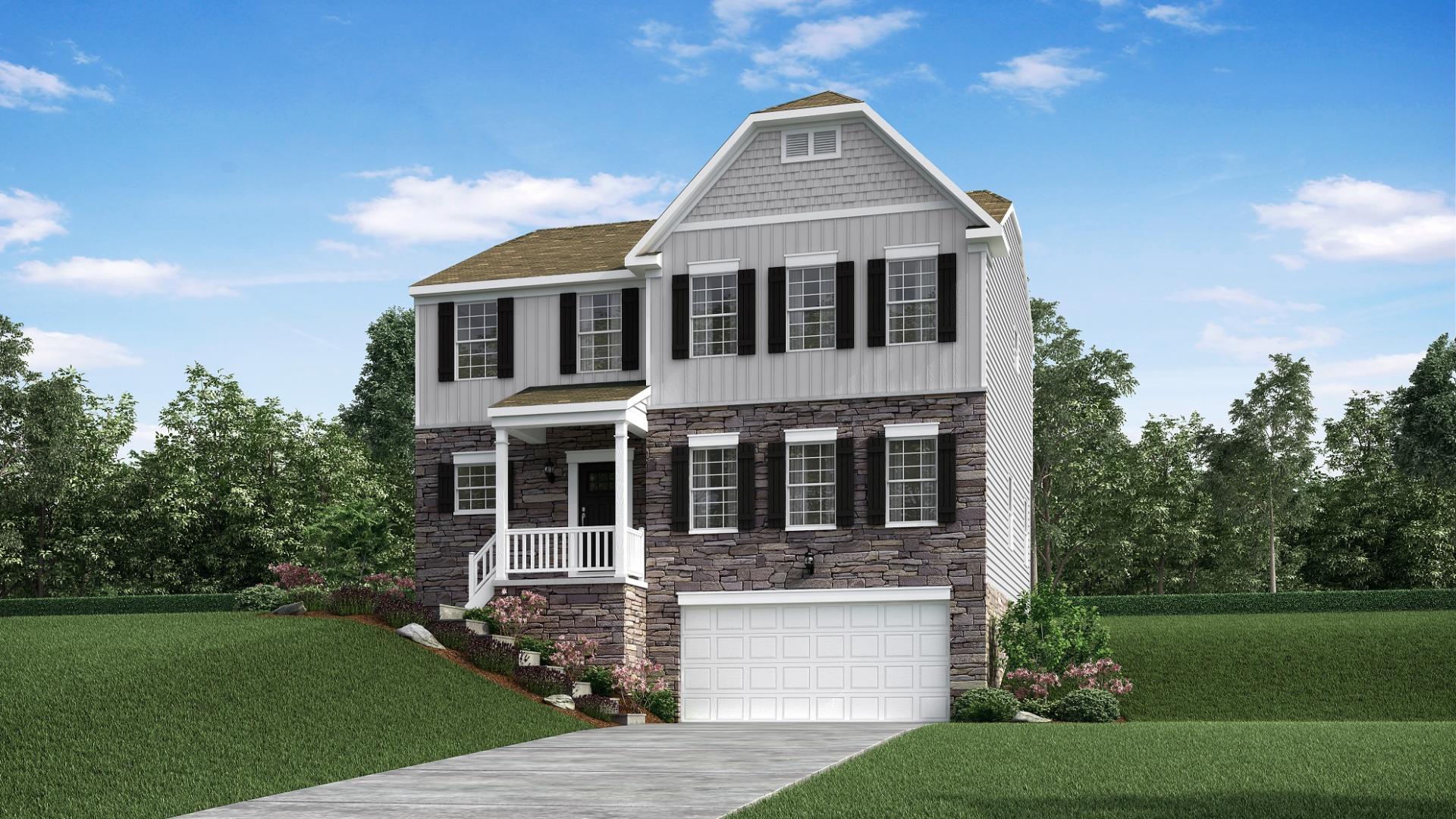 Exterior:Elevation: G New England with Optional Stone