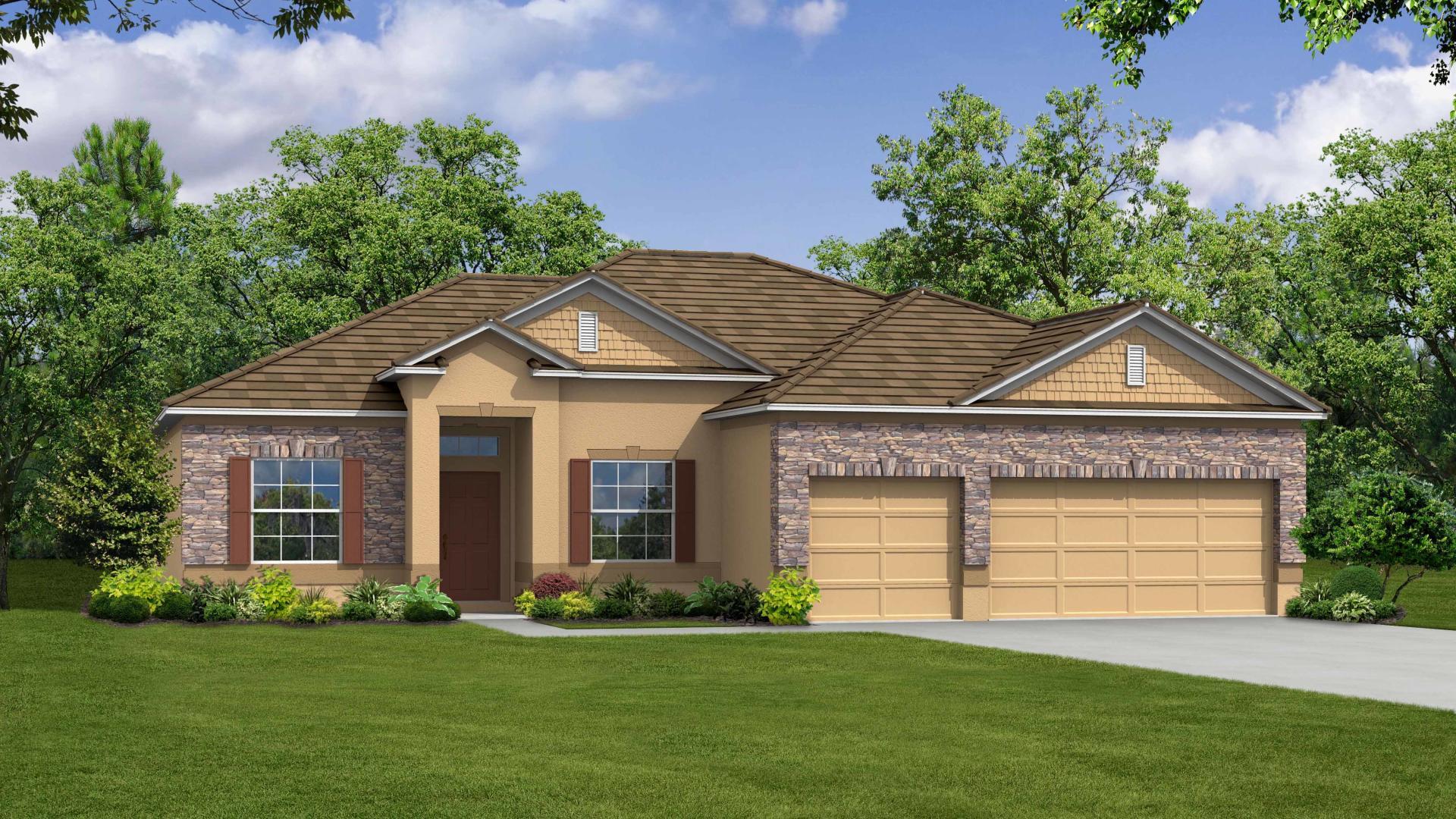 Exterior:Elevation: C Opt Stone Front