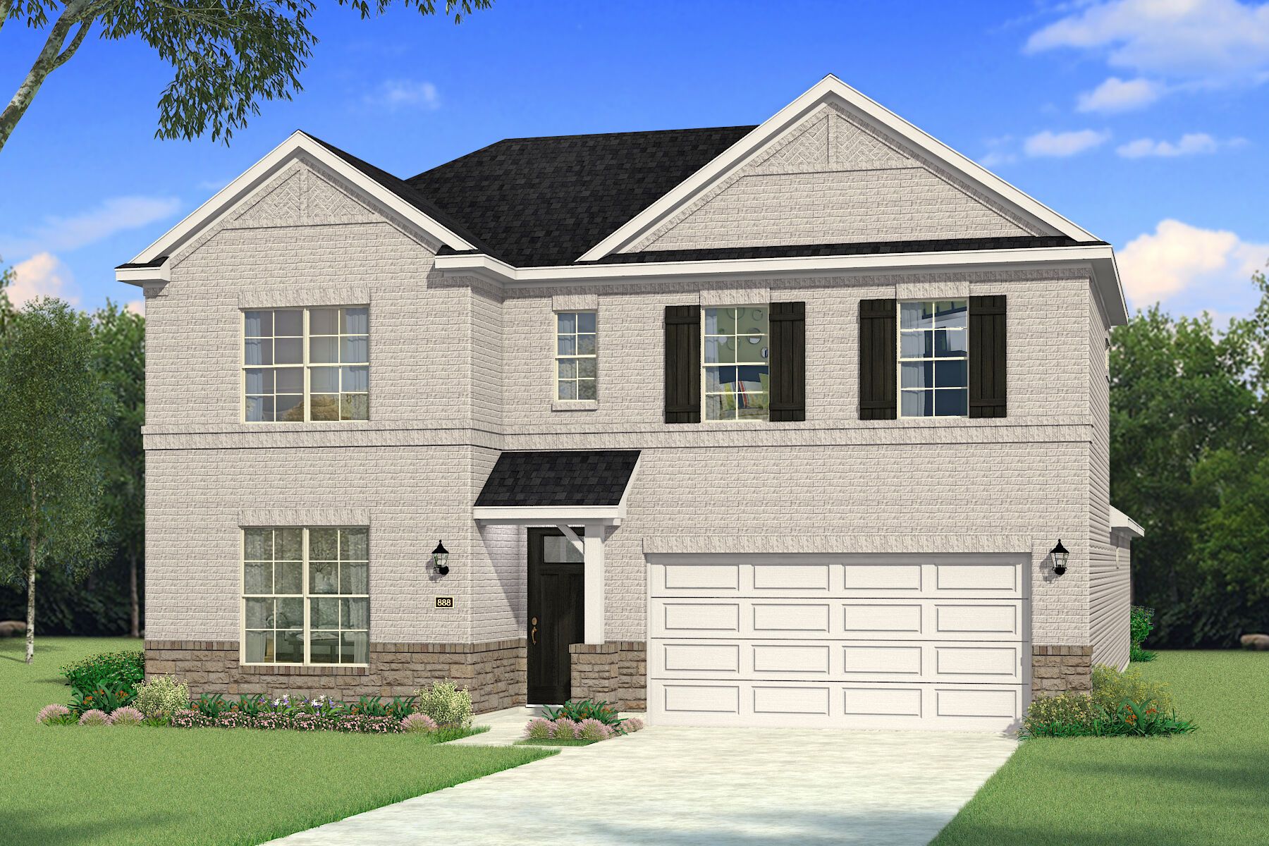 Exterior:The Adella - Hill Country 2 with Stone Elevation
