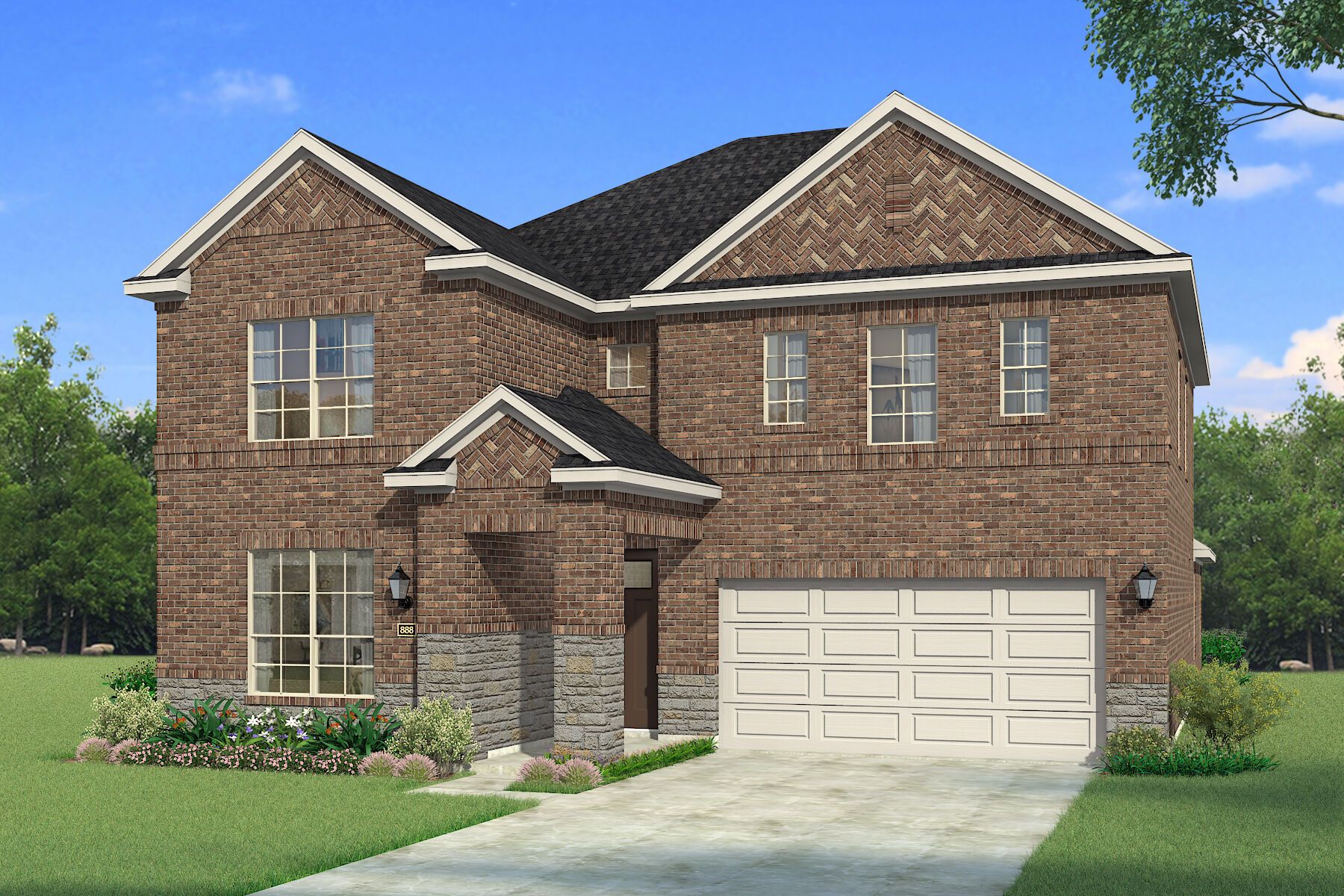 Exterior:The Tiana - Hill Country 2 with Stone Elevation