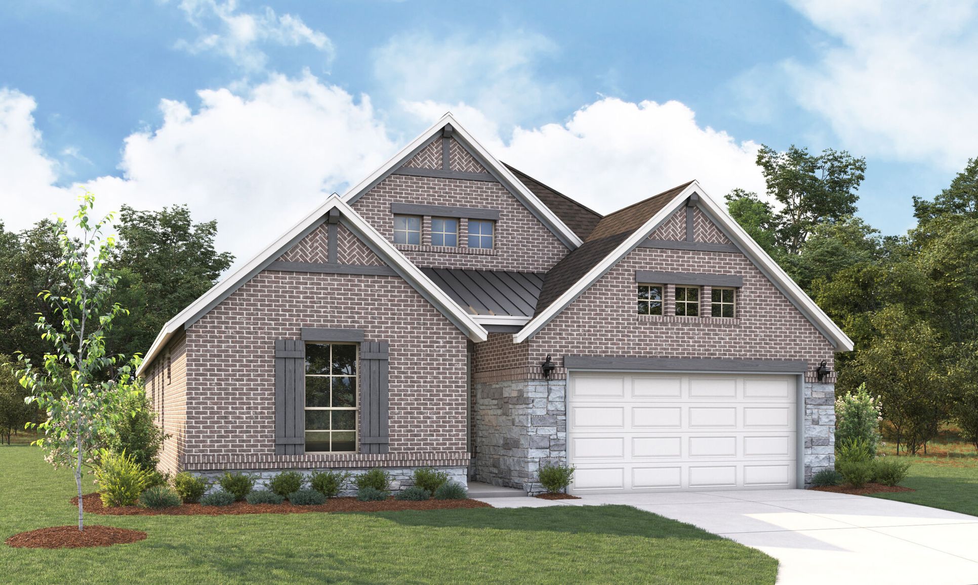 Exterior:The Bianca - Hill Country 2 with Stone Elevation
