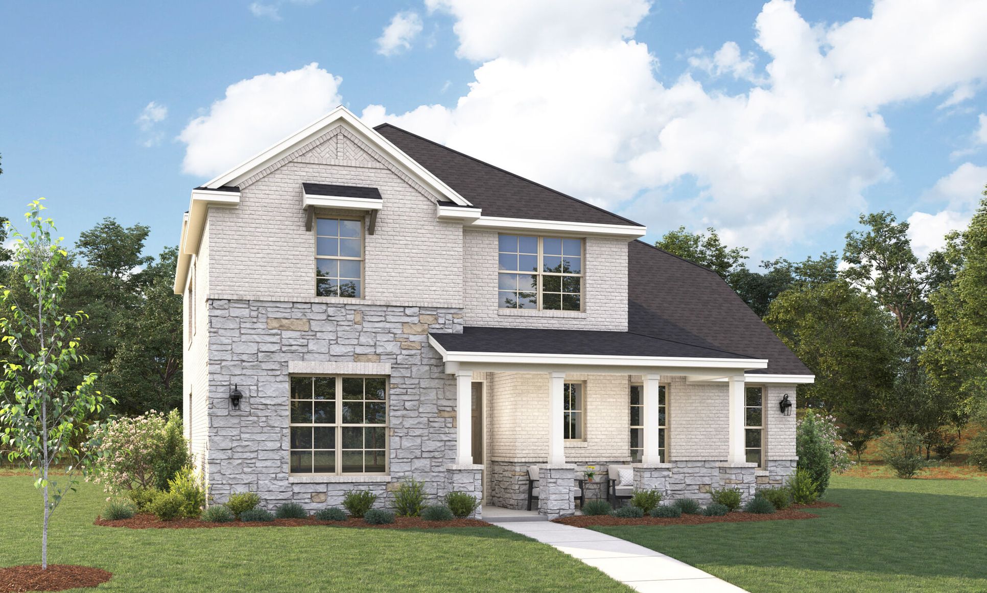 Exterior:The Toledo - Hill Country with Stone Elevation