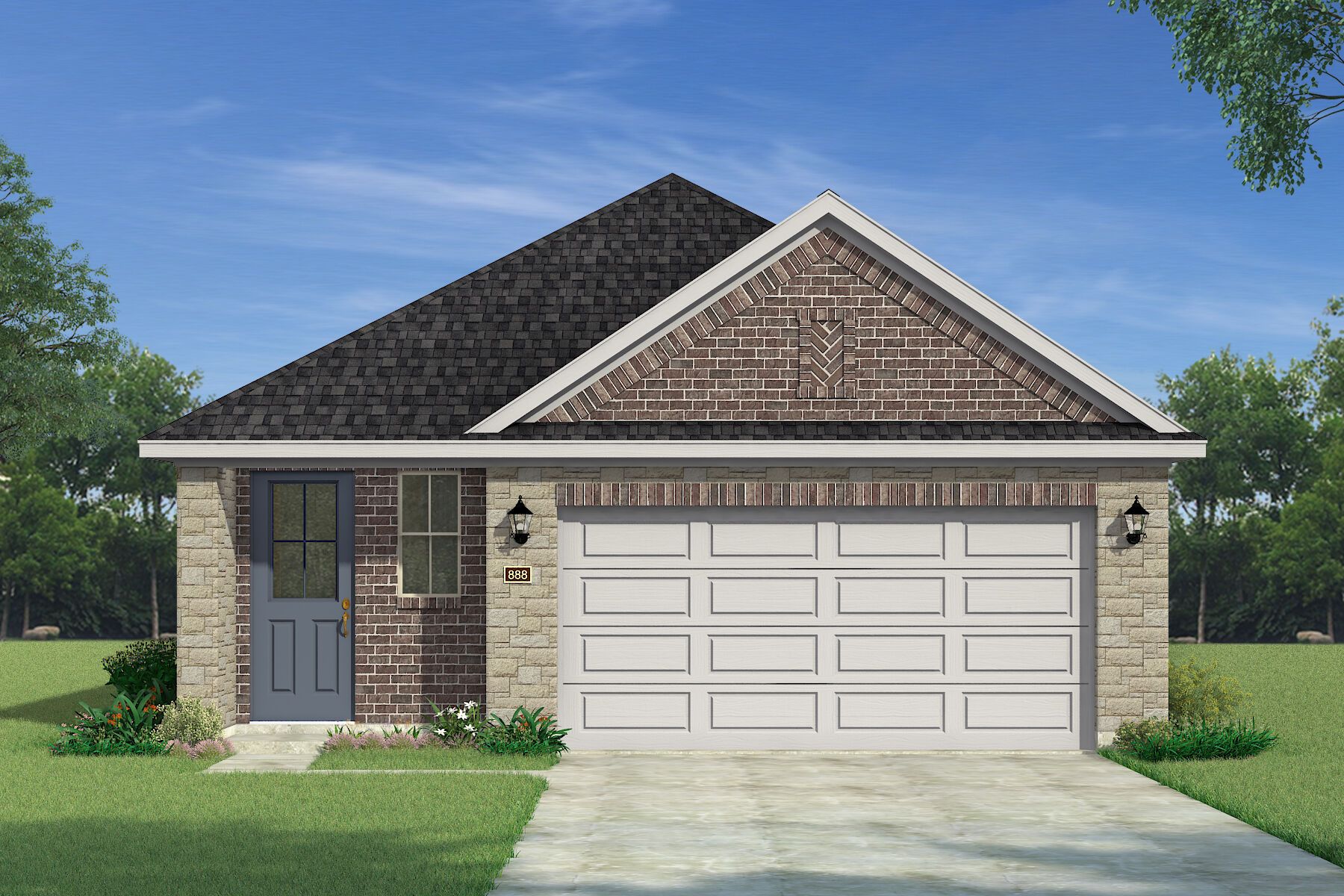 Exterior:The Alford - Old World with Stone Elevation