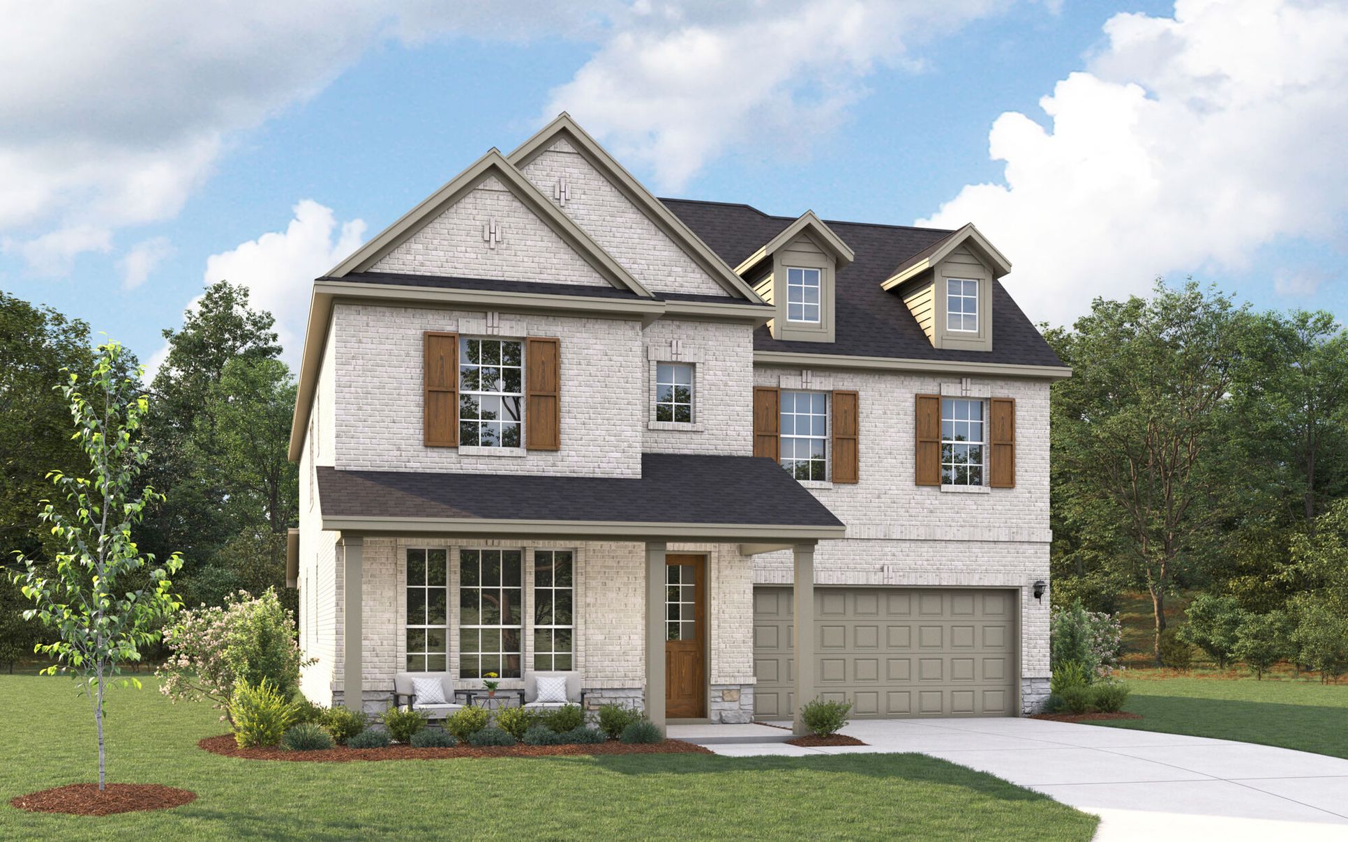 Exterior:The Julieta II - Traditional 3 with Stone Elevation