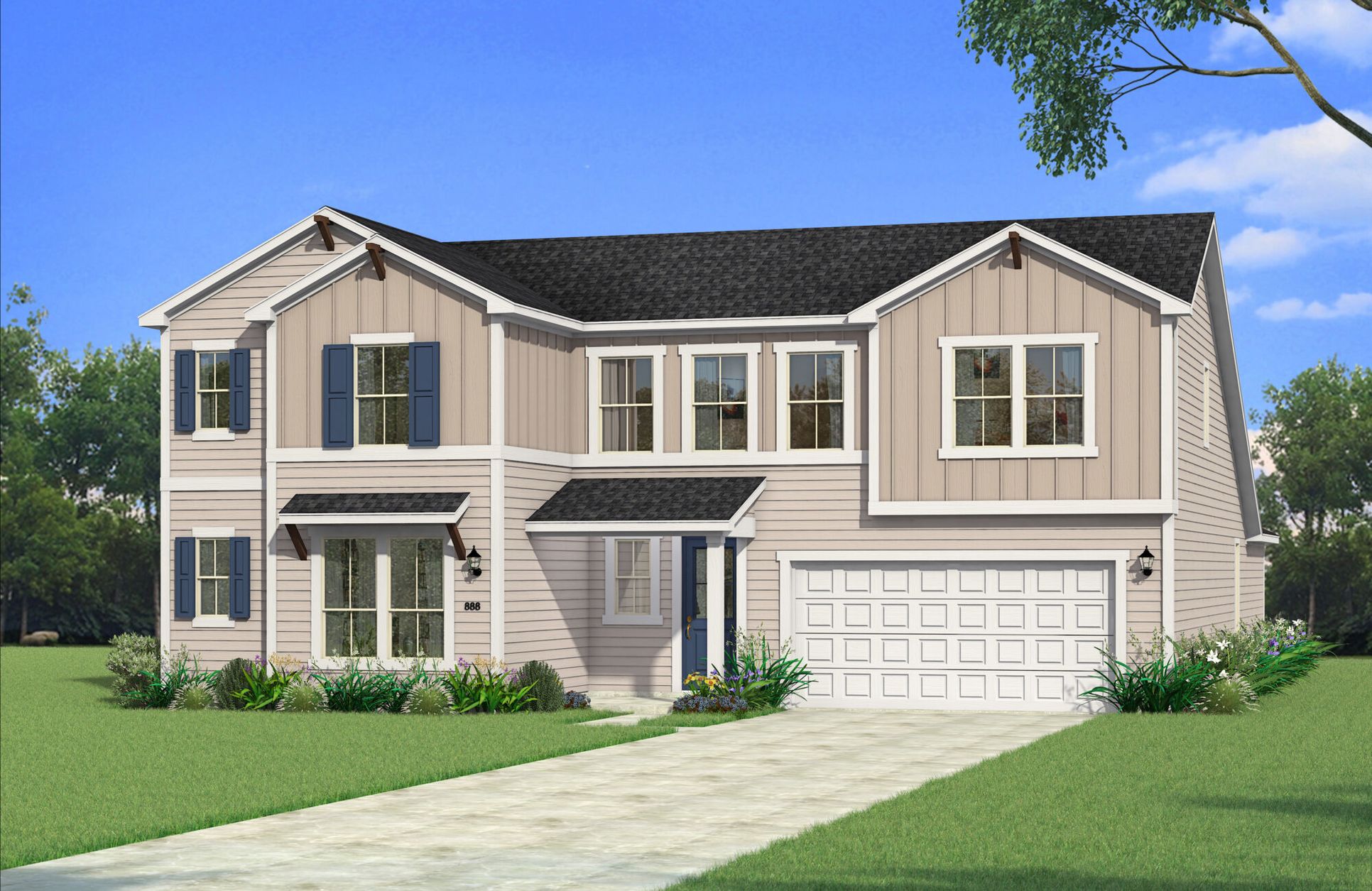 Exterior:The Mykonos - Farmhouse Elevation