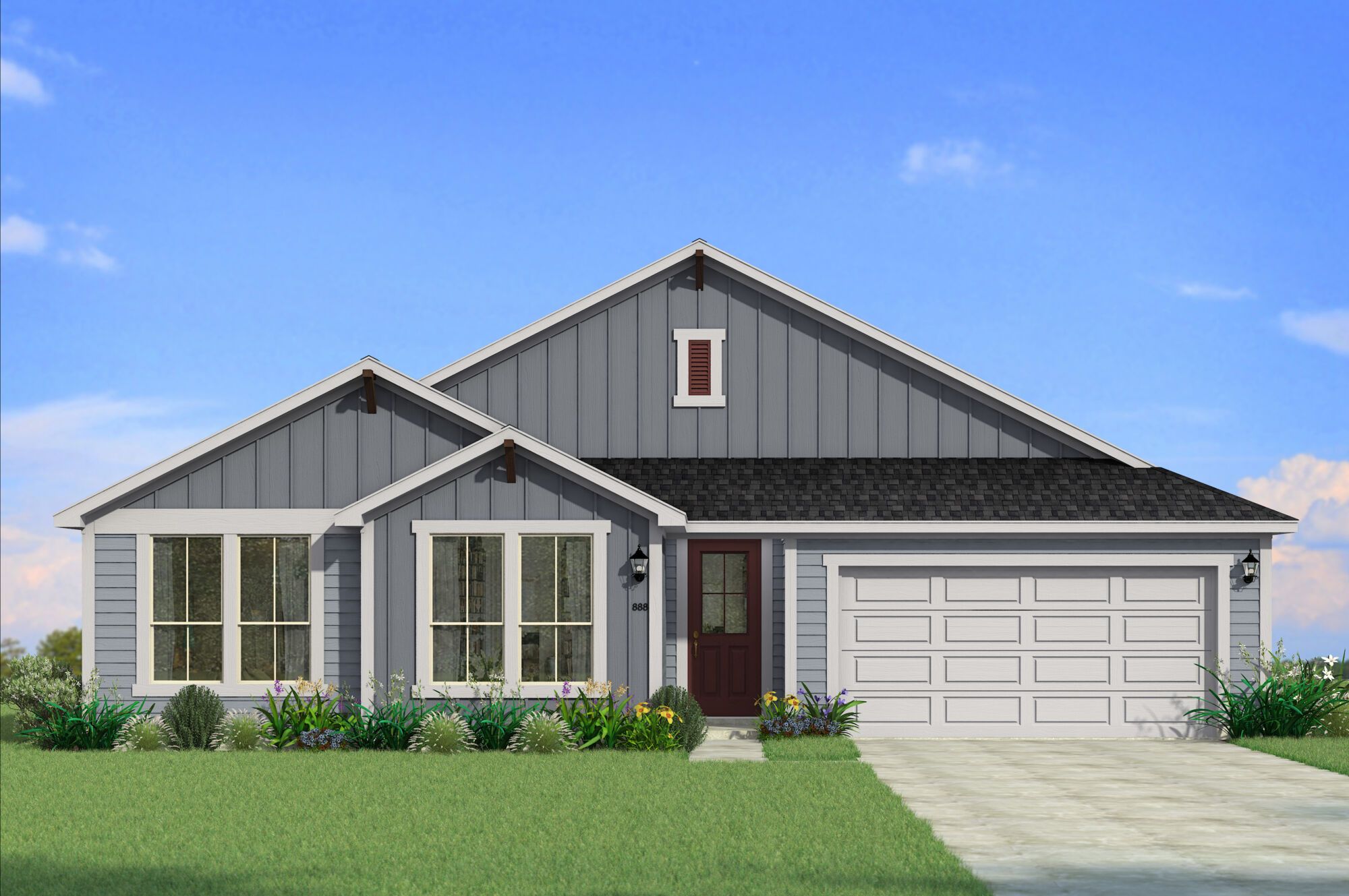 Exterior:The Seville II - Farmhouse Elevation