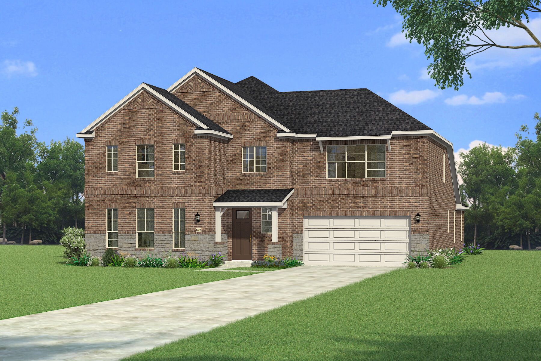Exterior:The Siena - Hill Country 2 with Stone Elevation