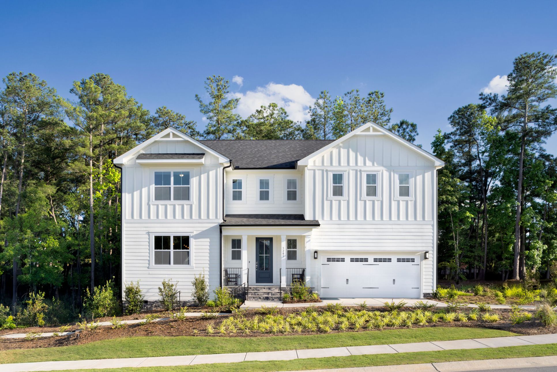 Exterior:Prescott Farmhouse elevation in High Grove Oaks