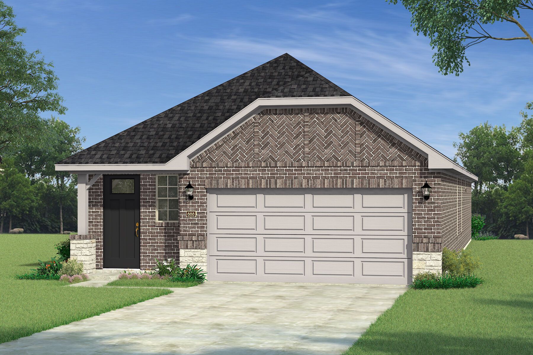 Exterior:The Alford - Hill Country Elevation