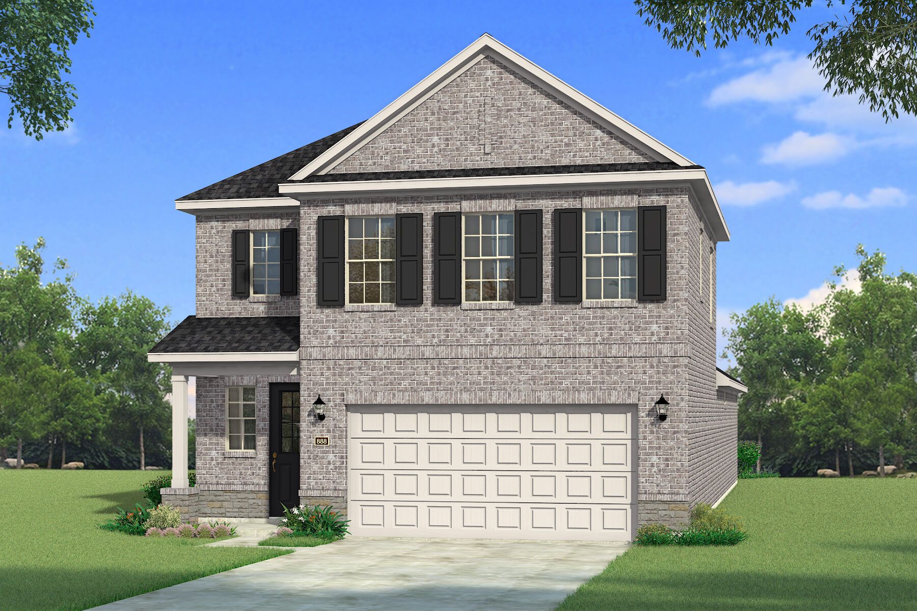 Exterior:The Bonhill - Traditional with Stone Elevation
