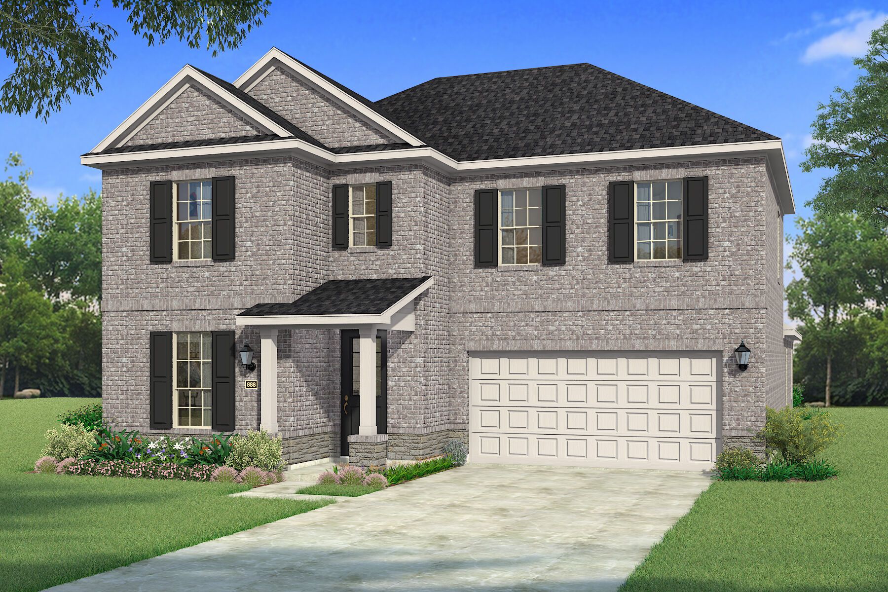 Exterior:The Isabela - Traditional 2 with Stone Elevation