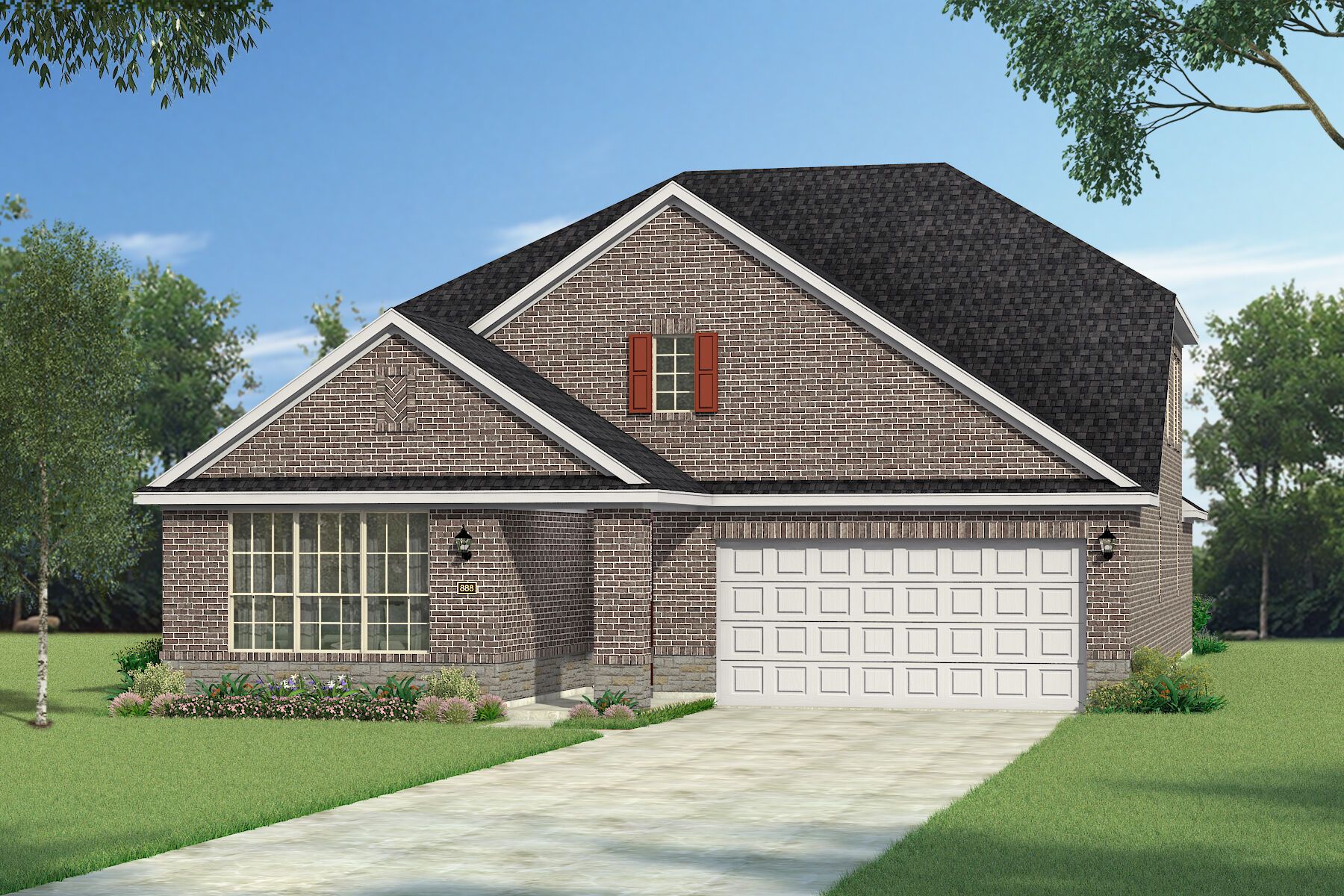 Exterior:The Jasmine - Traditional 2 with Stone Elevation