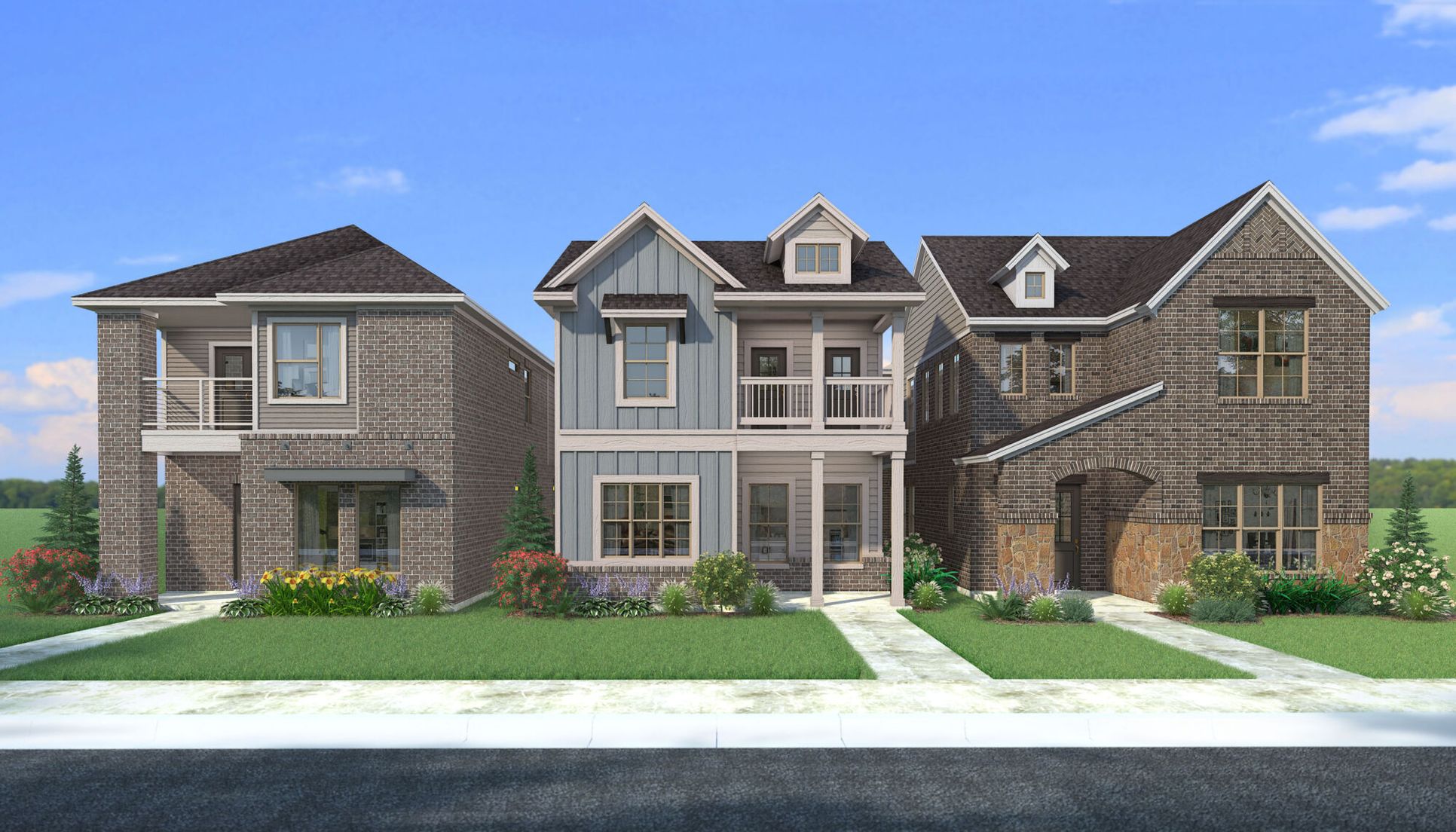 Exterior:The Santorini - Farmhouse Elevation - Streetscape