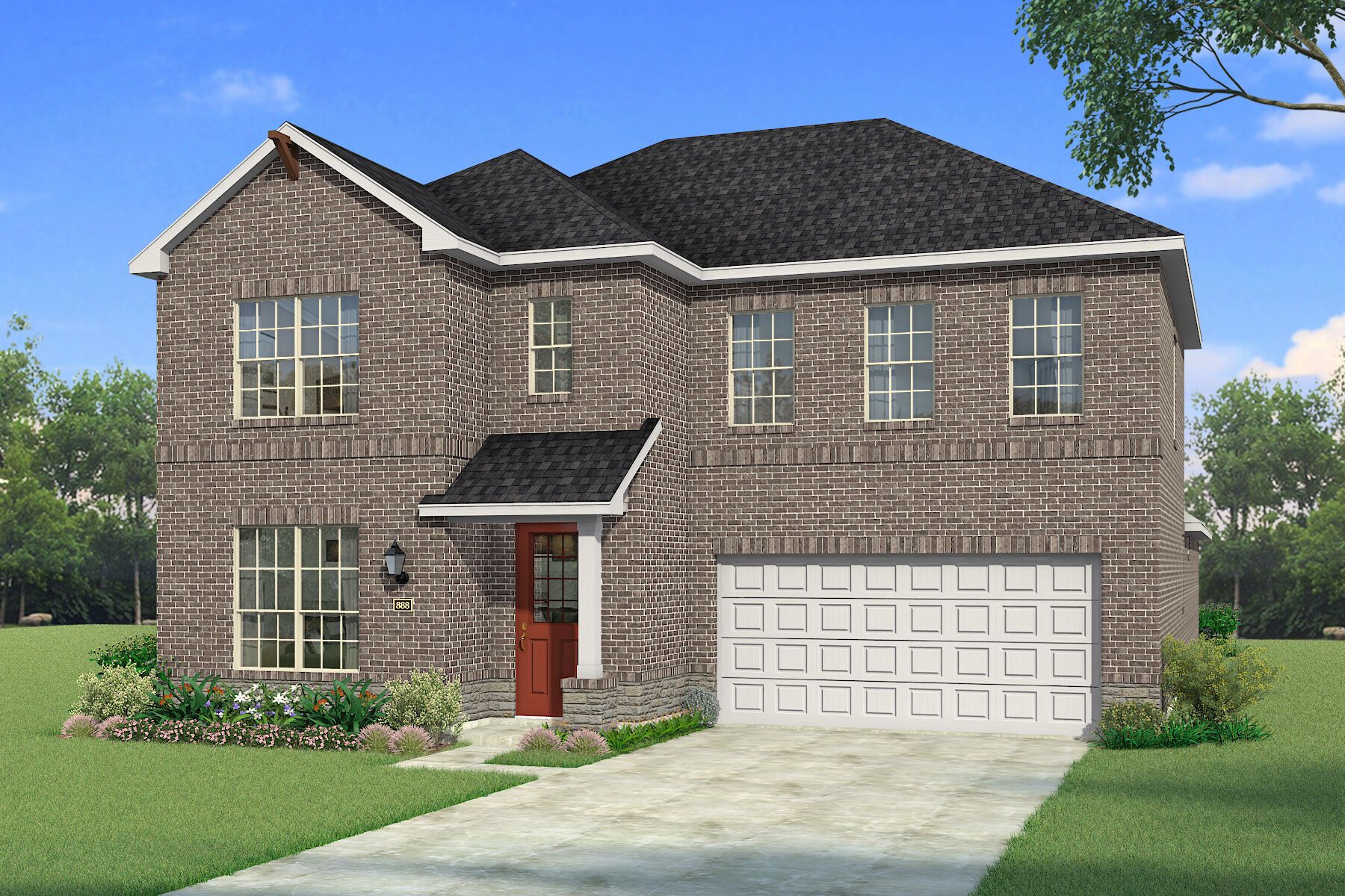 Exterior:The Julieta - Traditional 2 with Stone Elevation