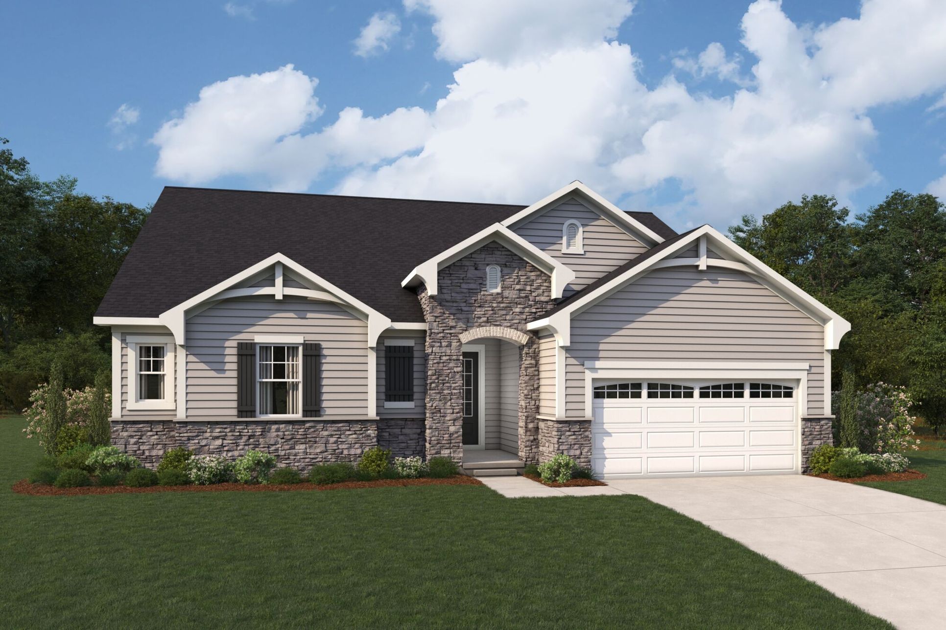 Exterior:Appalachian French Country Elevation rendering