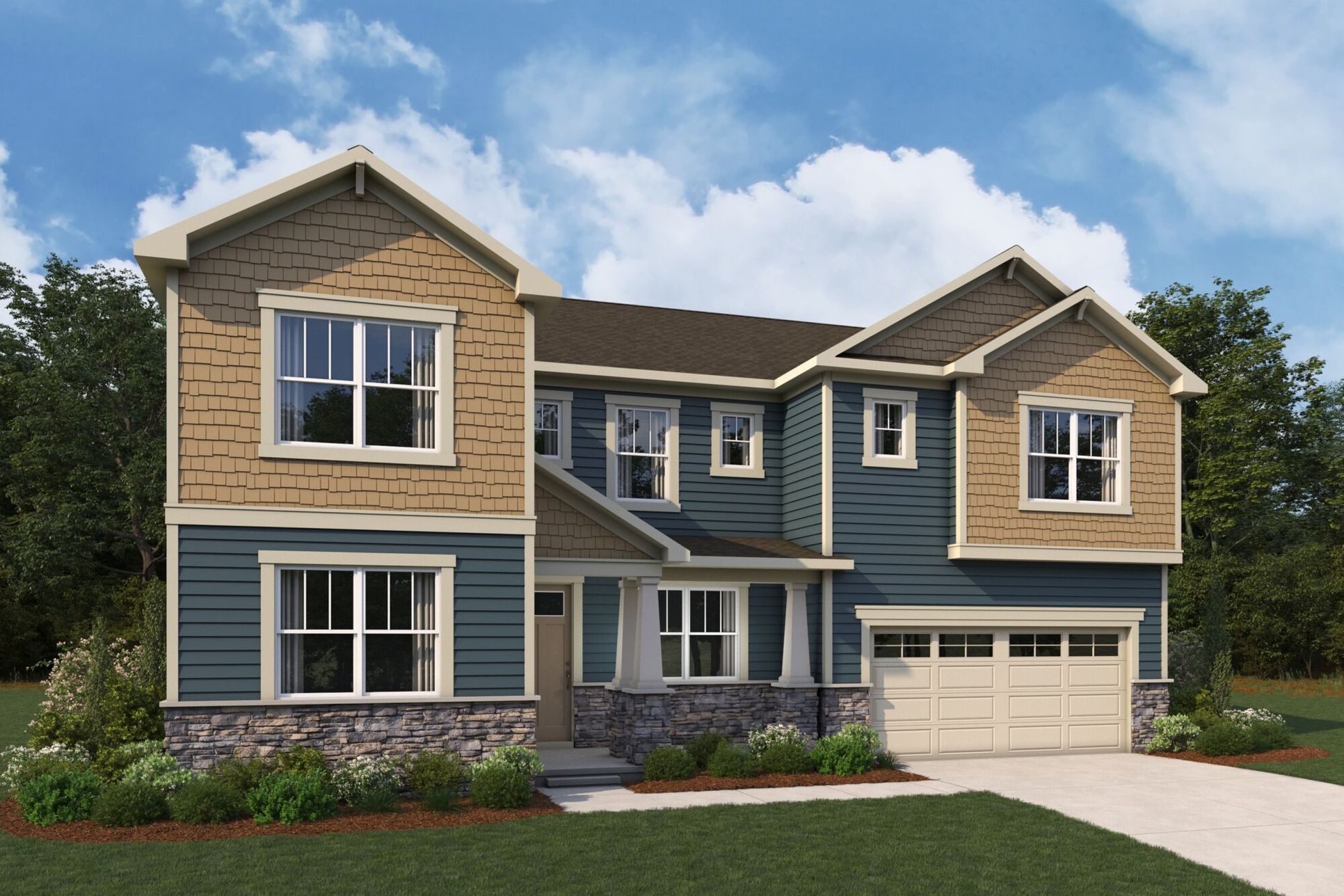 Exterior:Lassen Craftsman Elevation rendering