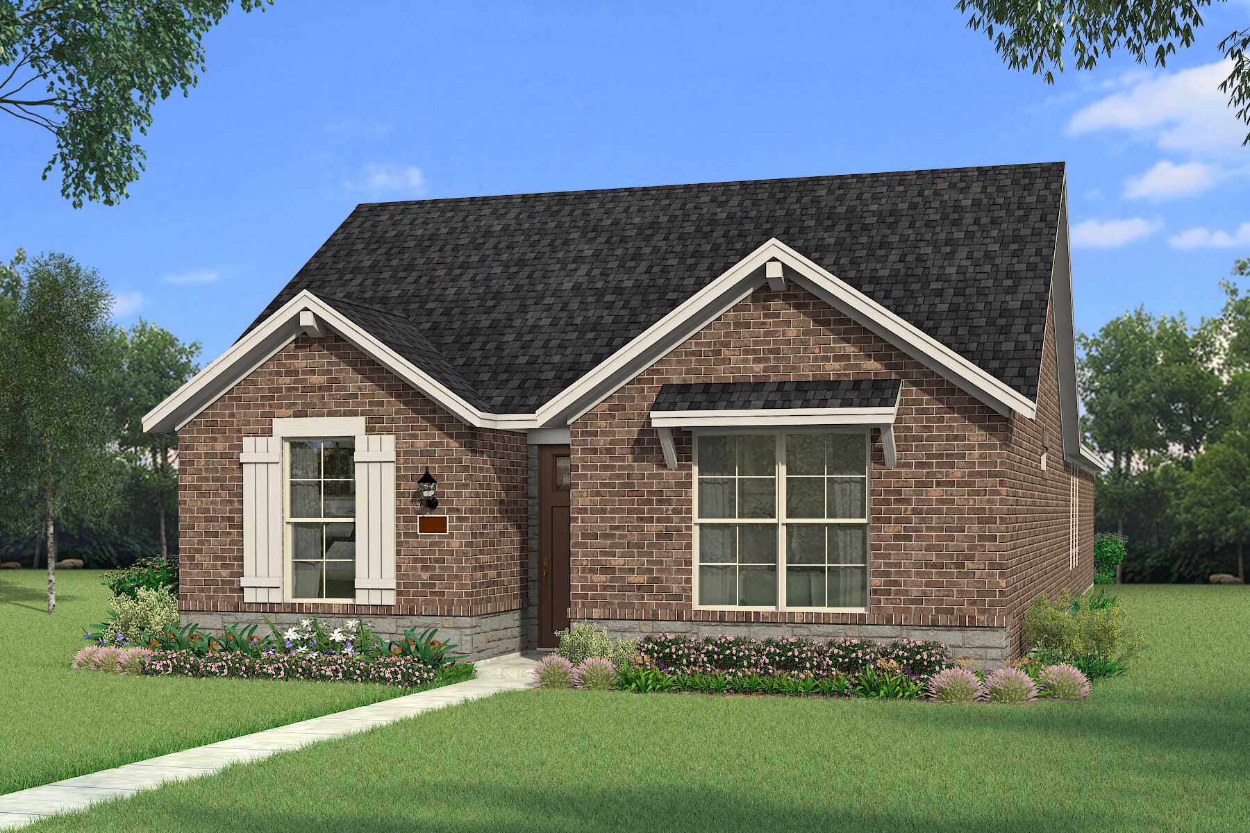 Exterior:The Barton - Hill Country with Stone Elevation
