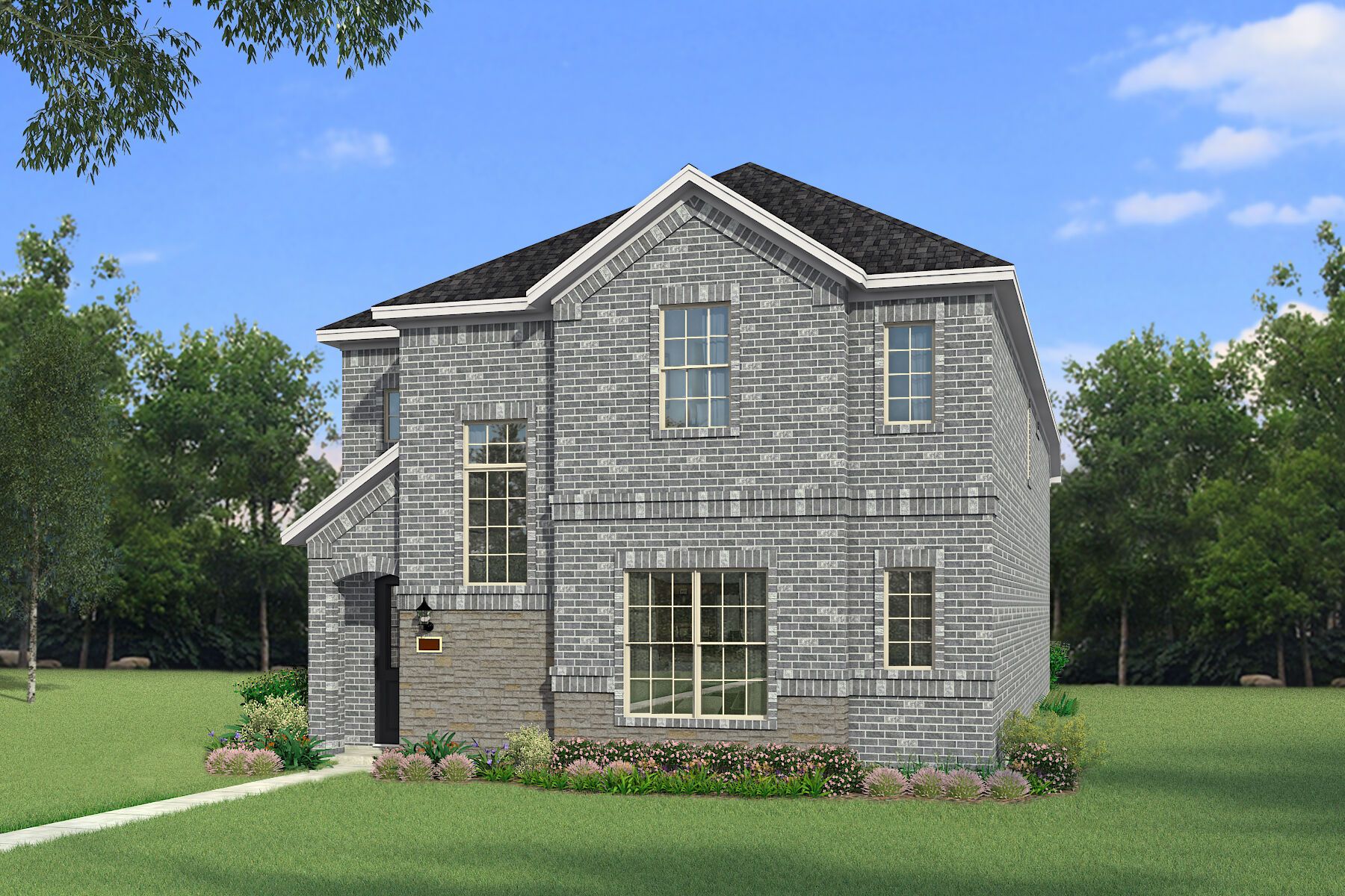 Exterior:The Caddo - Traditional with Stone Elevation